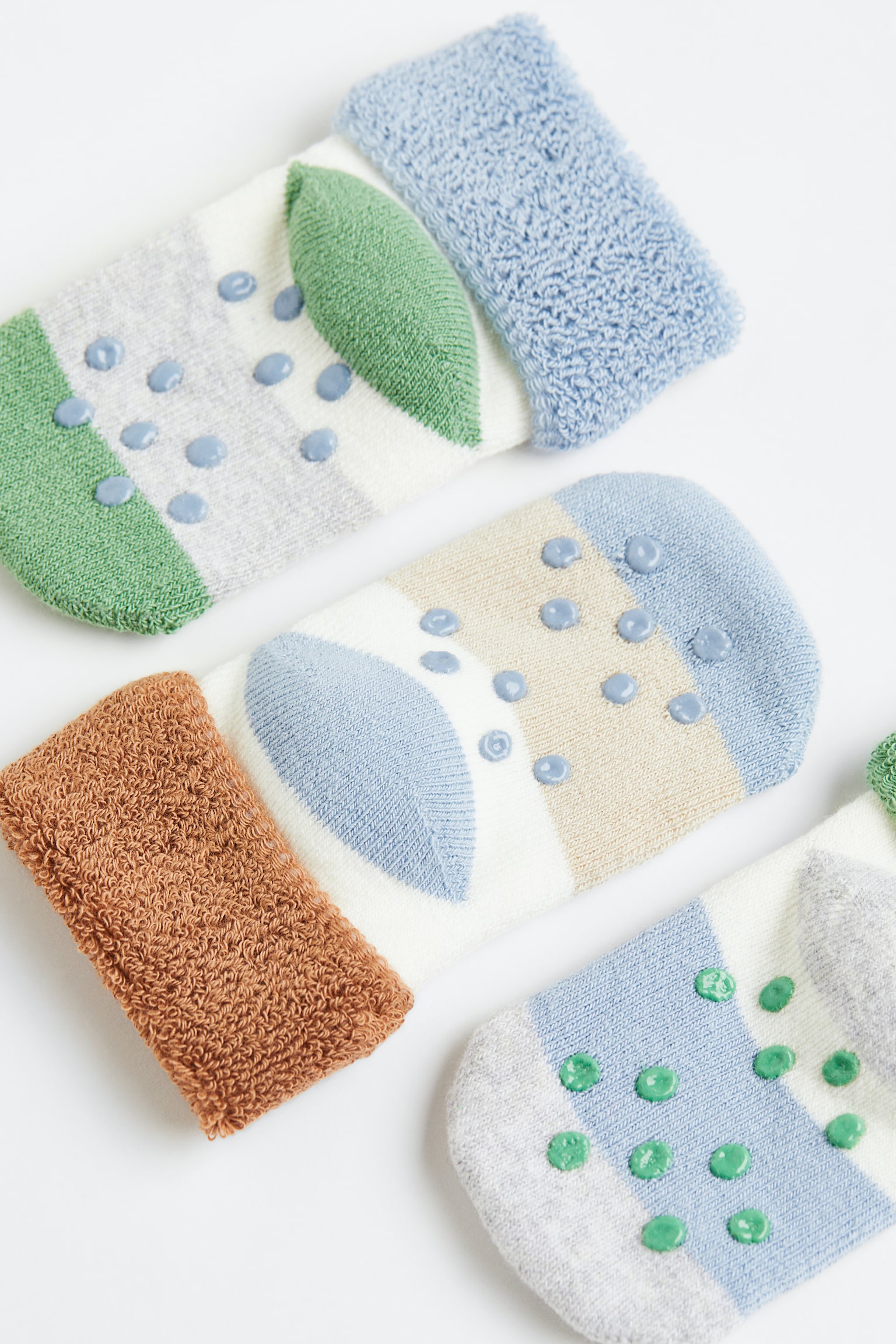 3-pack Anti Slip Socks - Cream/Block colour/Light blue/Polar bear/Light turquoise/Rainbow/Lt. grey marle/Forest friends/Light green/Light beige/Brown - 2