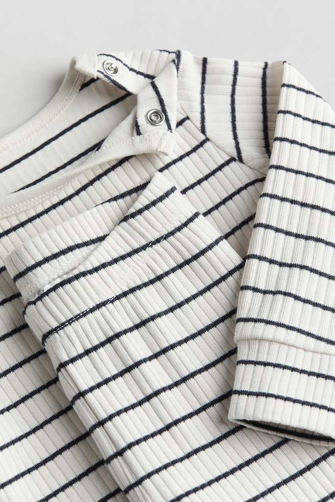 Ribbed cotton set - White/Striped/Light beige/Dark grey/Pink/dc/dc - 2