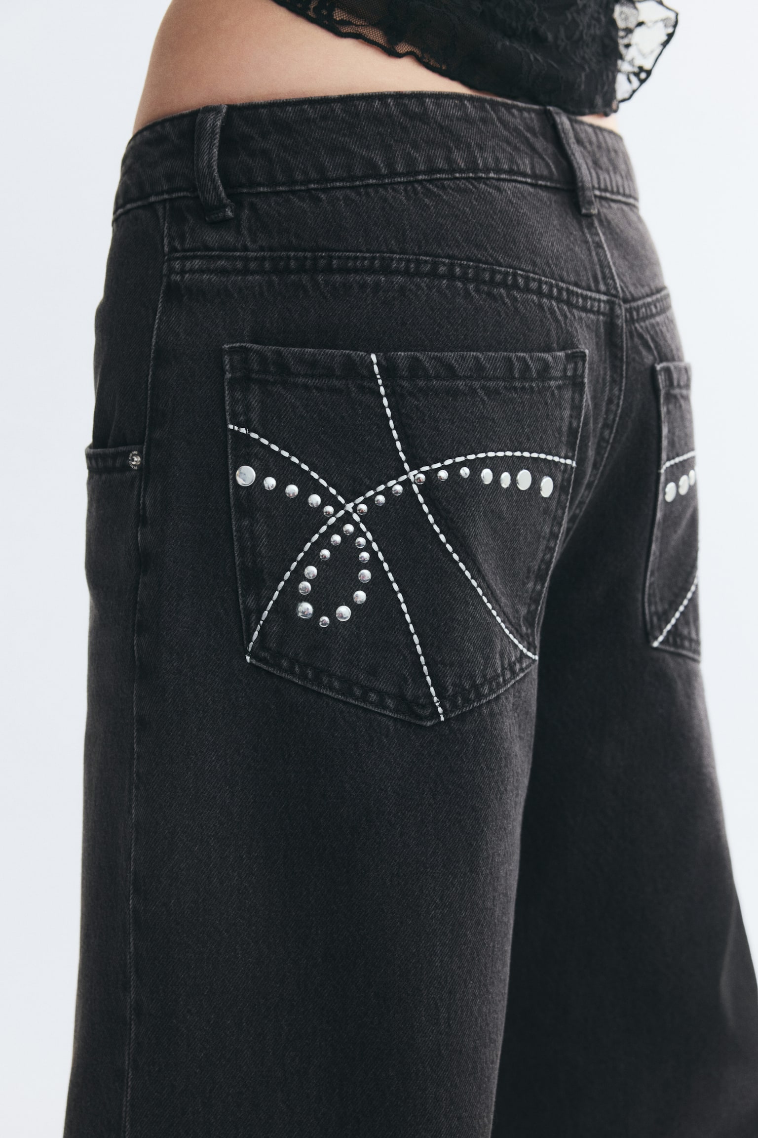 Женские джинсы H&M Baggy Low-Waist, цвет: Чёрный — фото 5
