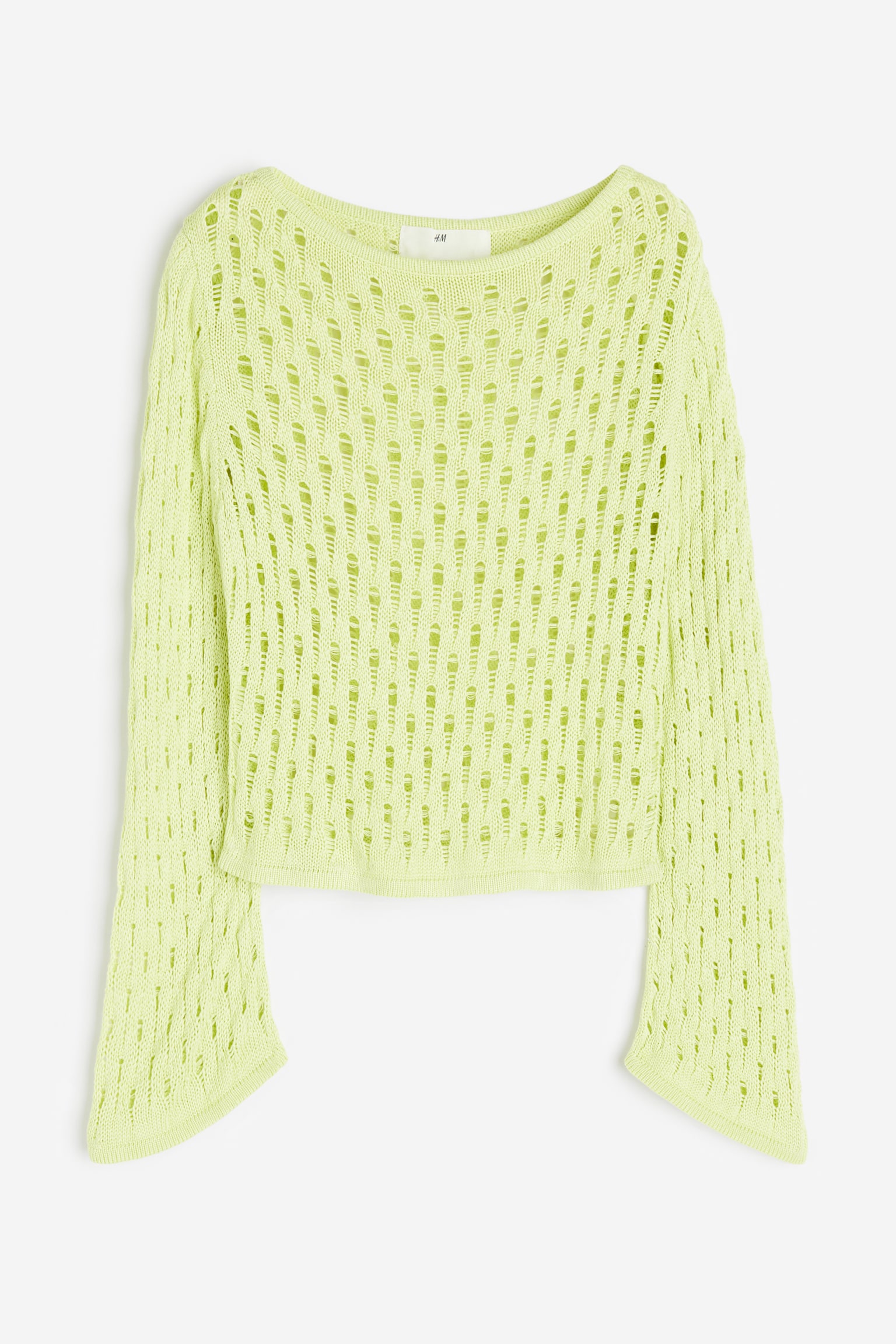 Hole Knit Sweater - Light lime green - 1