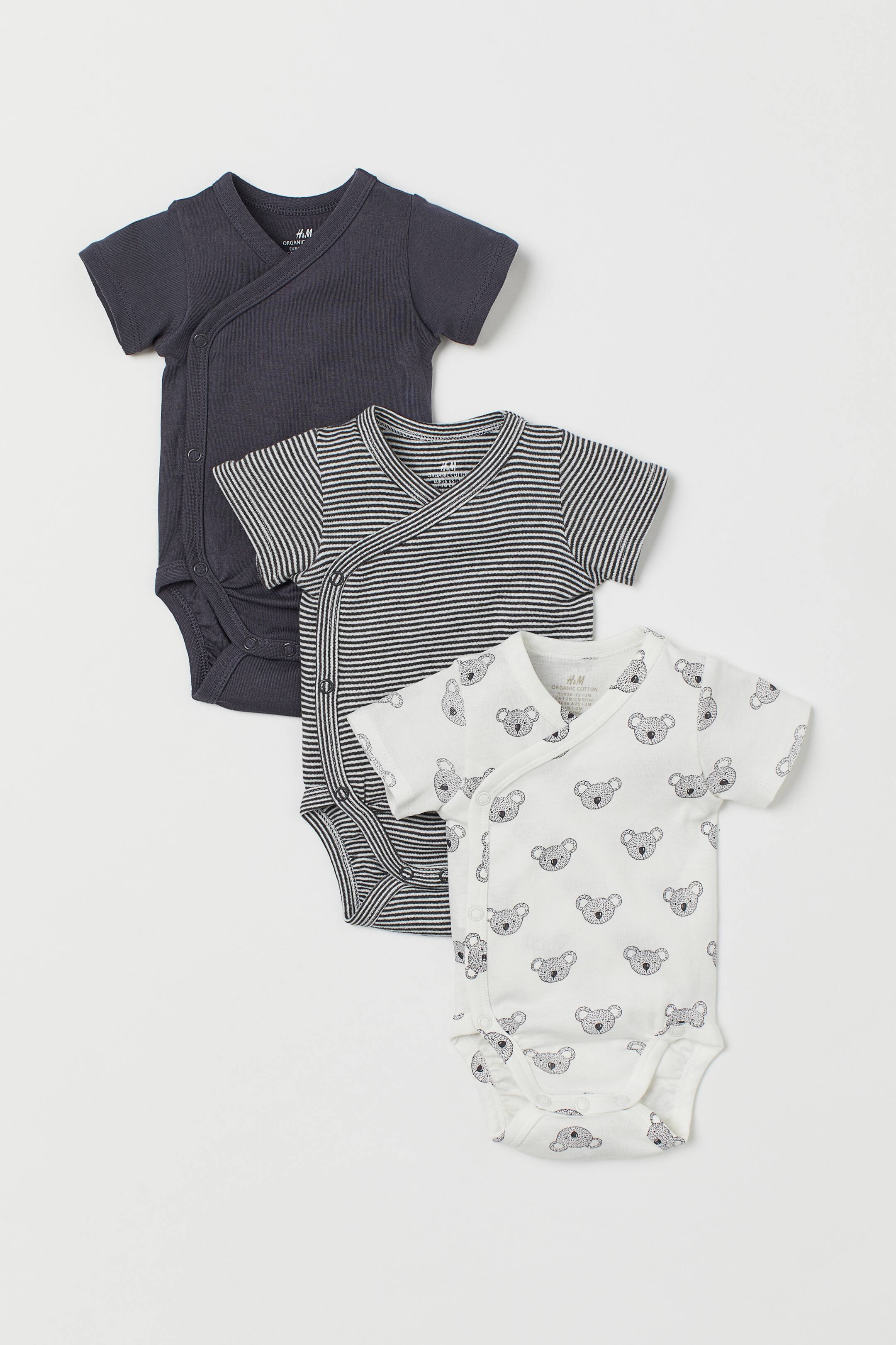 Größeres Bild ansehen: 3er-Pack Wickelbodys - Dunkelgrau/Koalas - Kids | H&M DE 1
