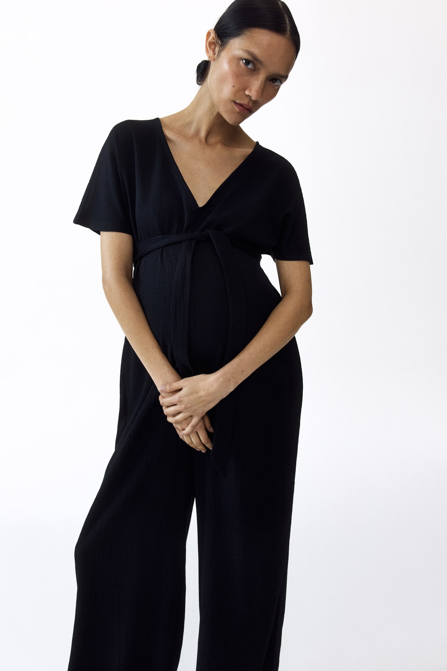 MAMA Short-sleeved tie-belt jumpsuit - 5