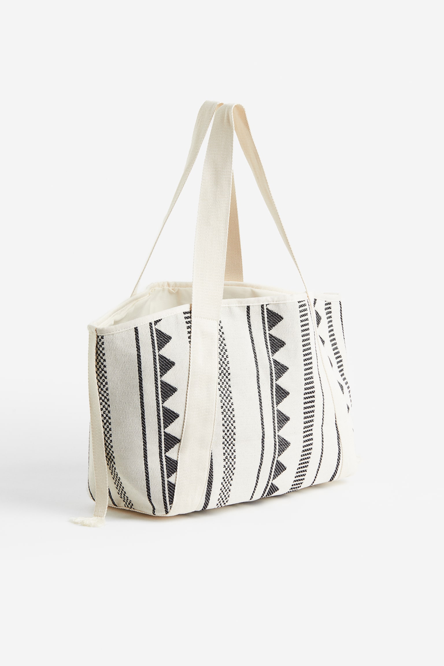 Jacquard-weave shopper - White/Patterned - 4