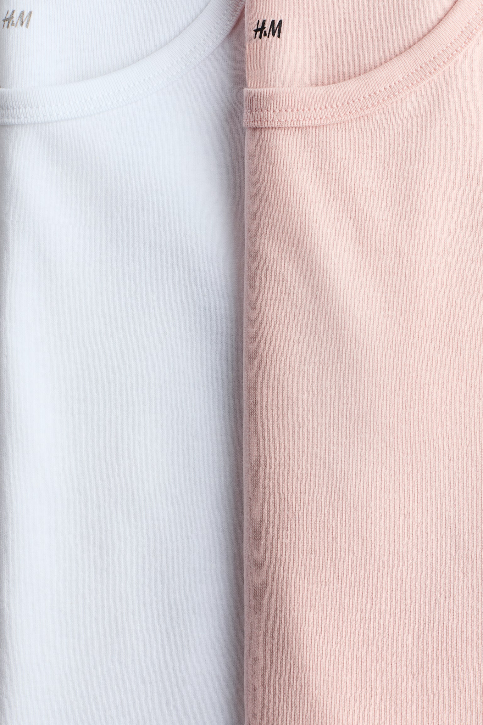 Детские топы H&M 2-Pack Cotton Tops, цвет: Светлый розовый / Белый — фото 2
