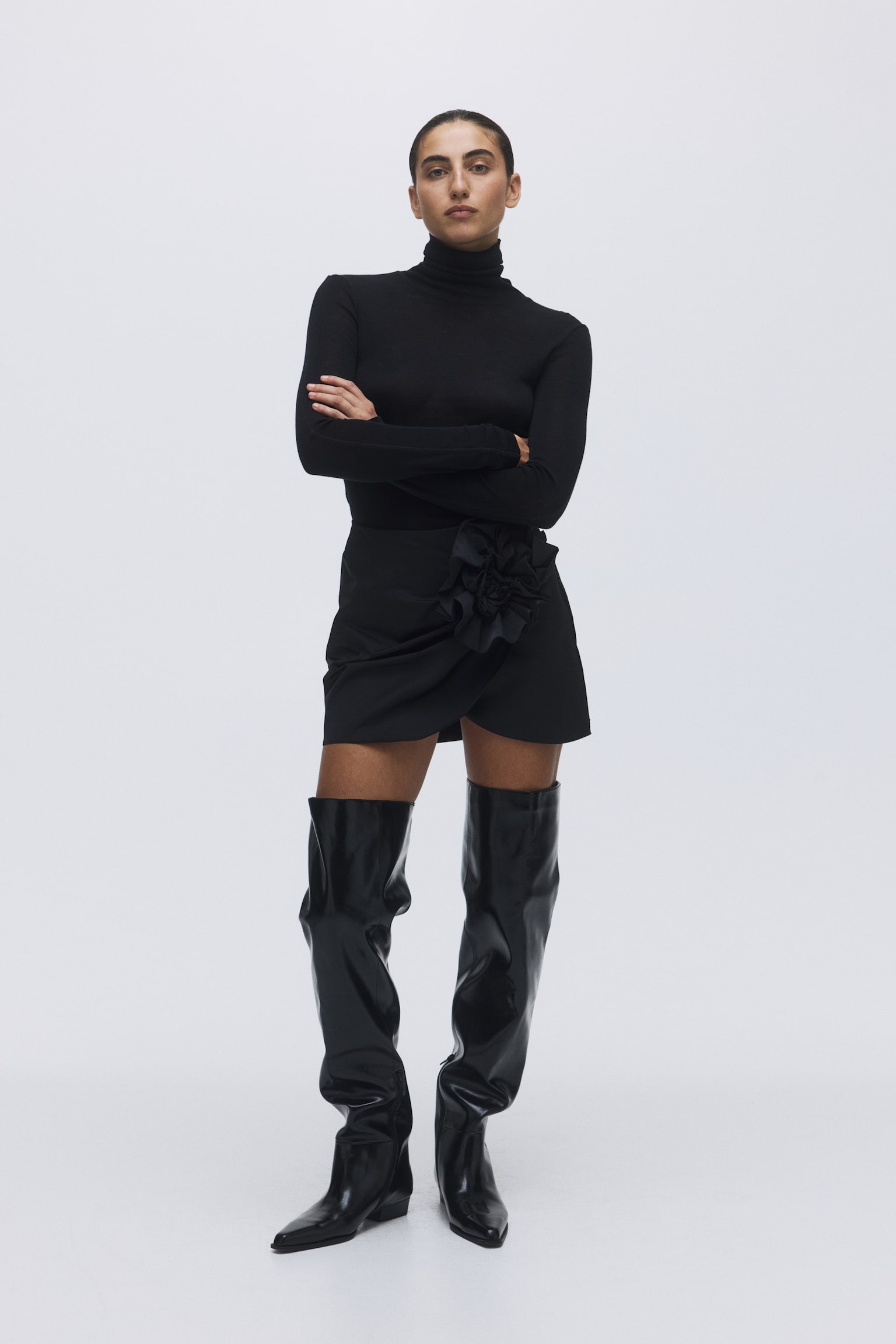 Appliquéd mini skirt - Black/Burgundy - 4