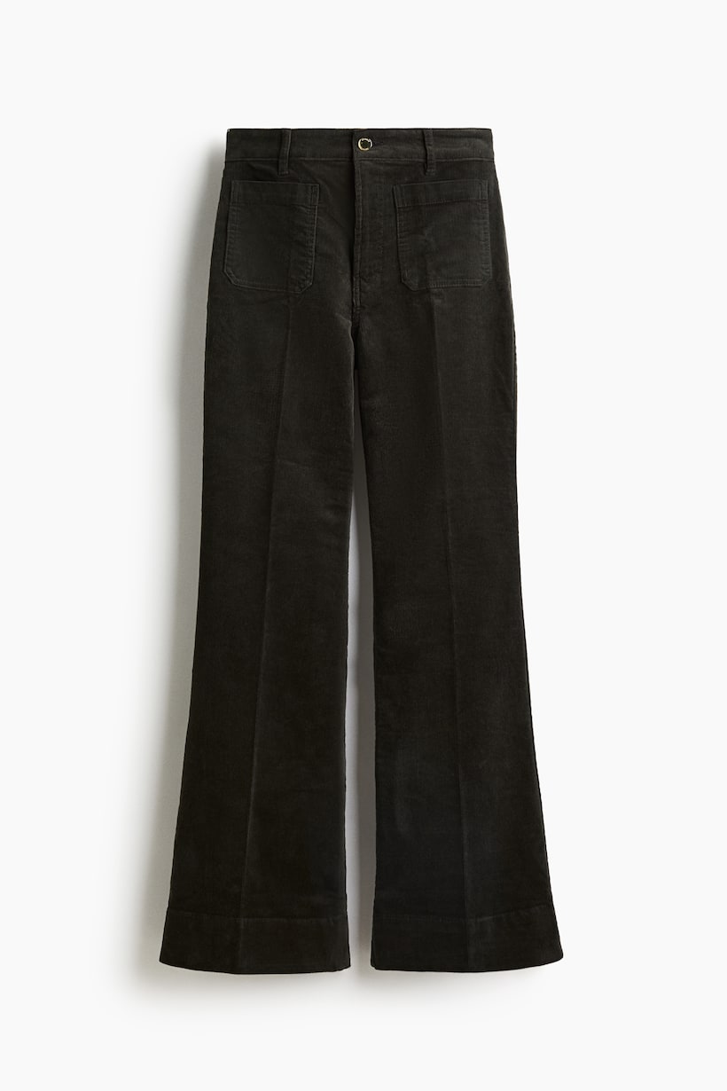 H&m Pantalon Pana Morado Pantalones Acampanados Para Mujer