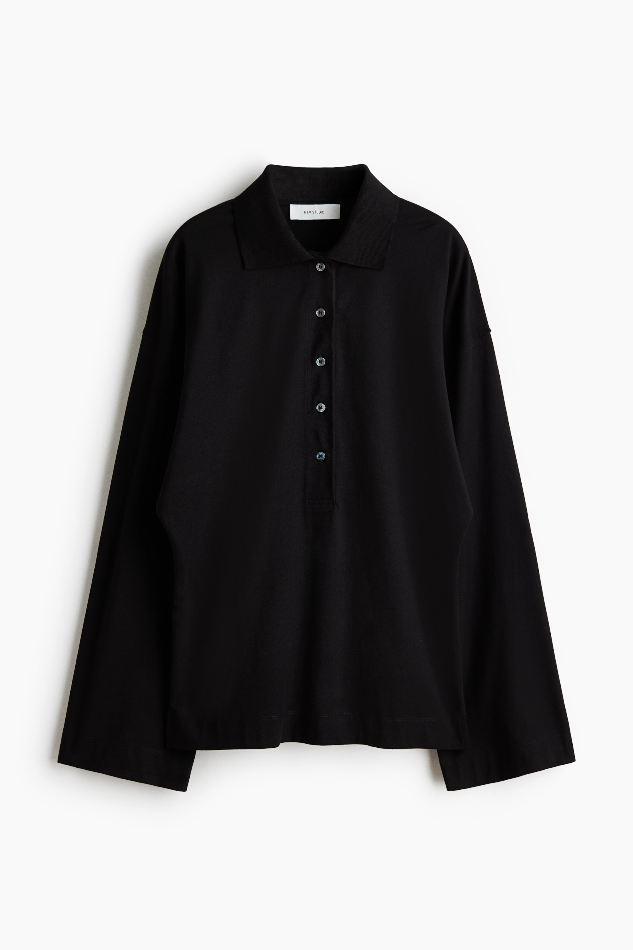 Long-Sleeved Cotton Polo Shirt