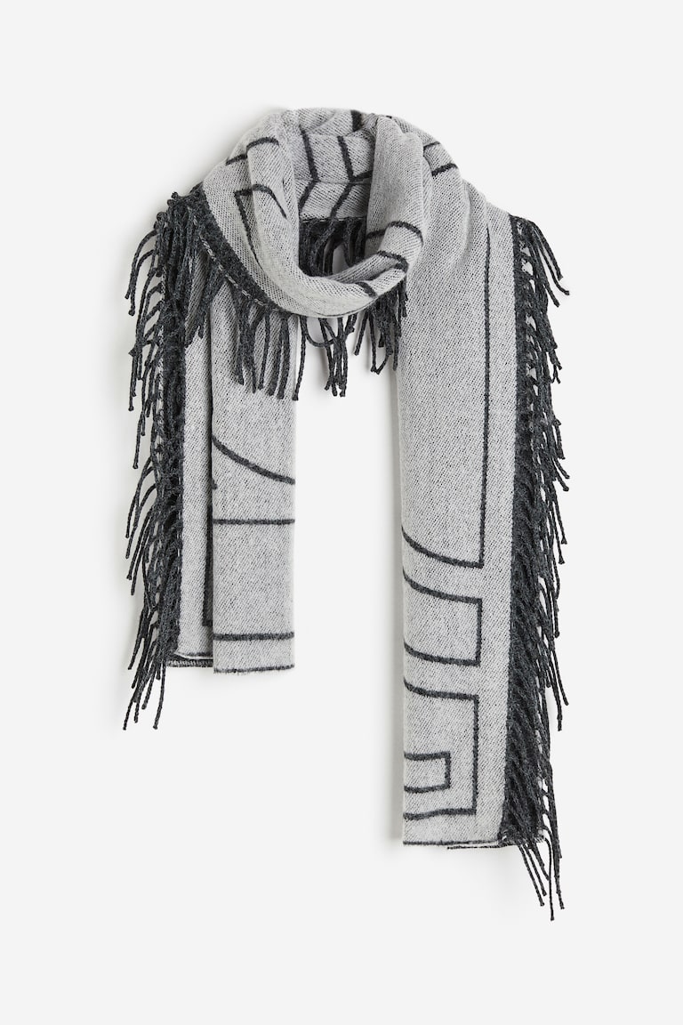 Écharpe H&M Grise à Franges - Femme, Style Décontracté Classique, Plusieurs Saisons