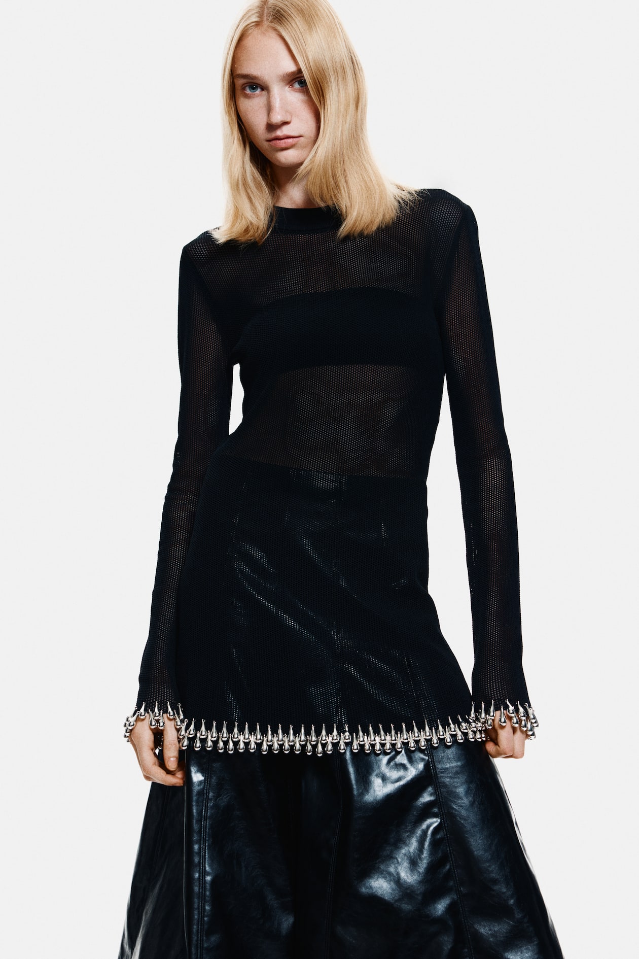 Bead-Trimmed Net Top - image 2