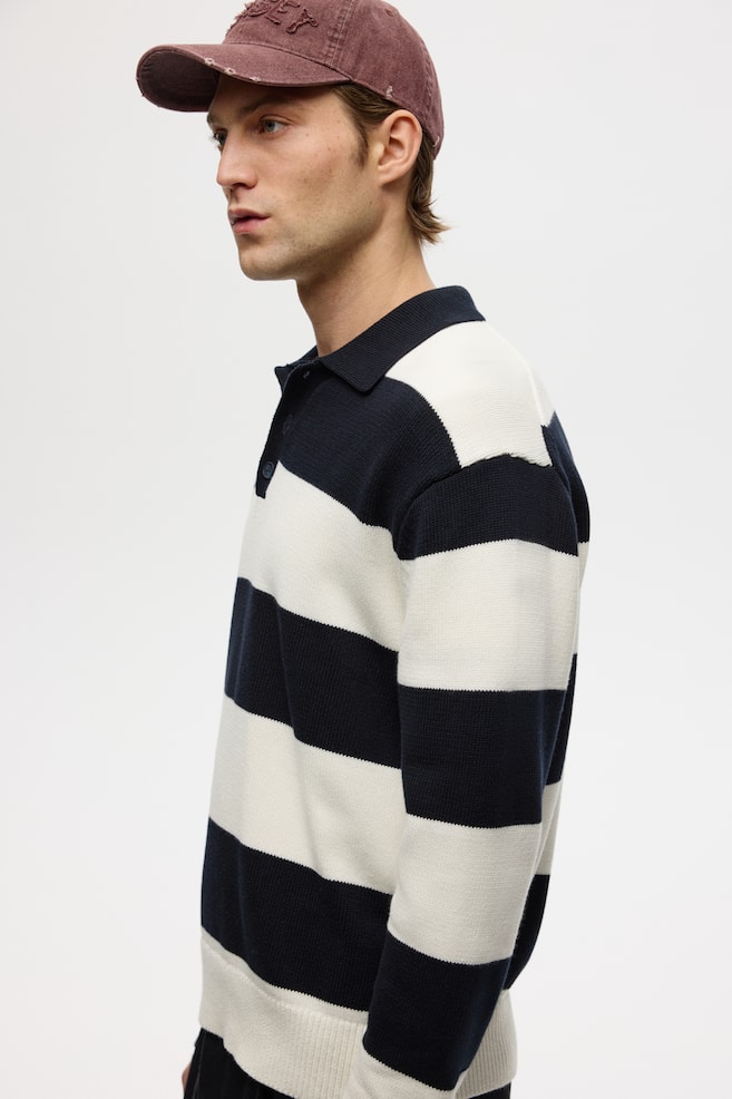 Relaxed-Fit Polo Shirt - Dark blue/striped - 6