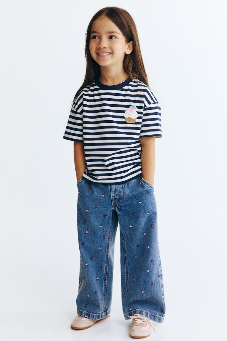 Wide Leg Farmerke s nabranim strukom