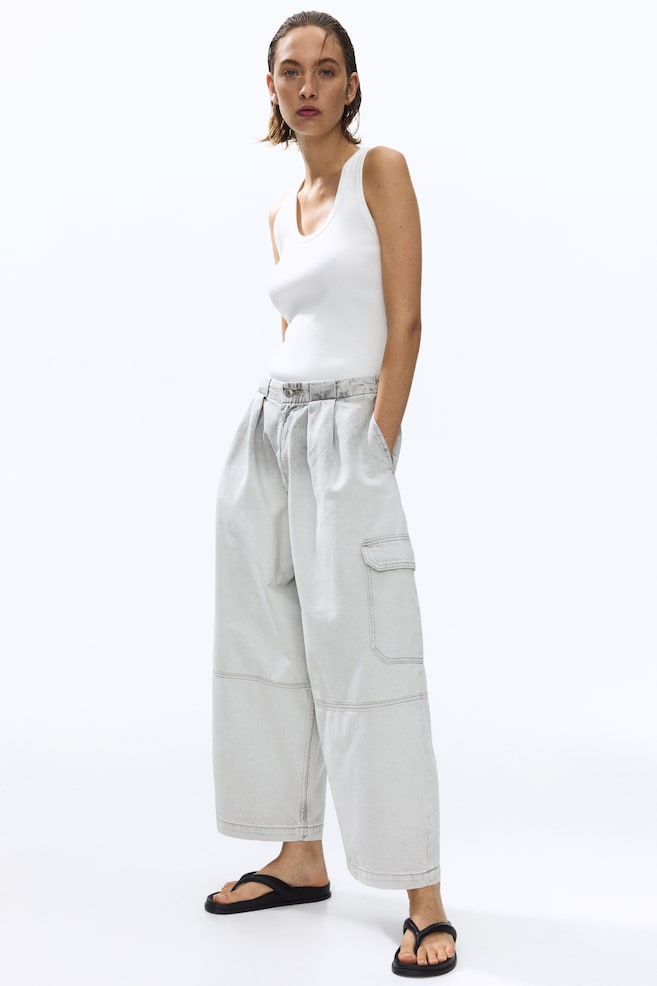Regular-Waist Barrel-Leg Ankle Jeans - Light denim gray - 1