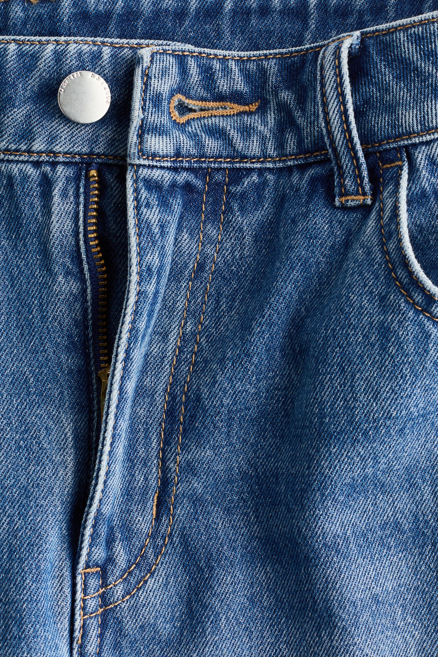 Jeans Straight High Waist con mascada - Azul denim/Anaranjado/Azul denim claro/Azul marino - 5