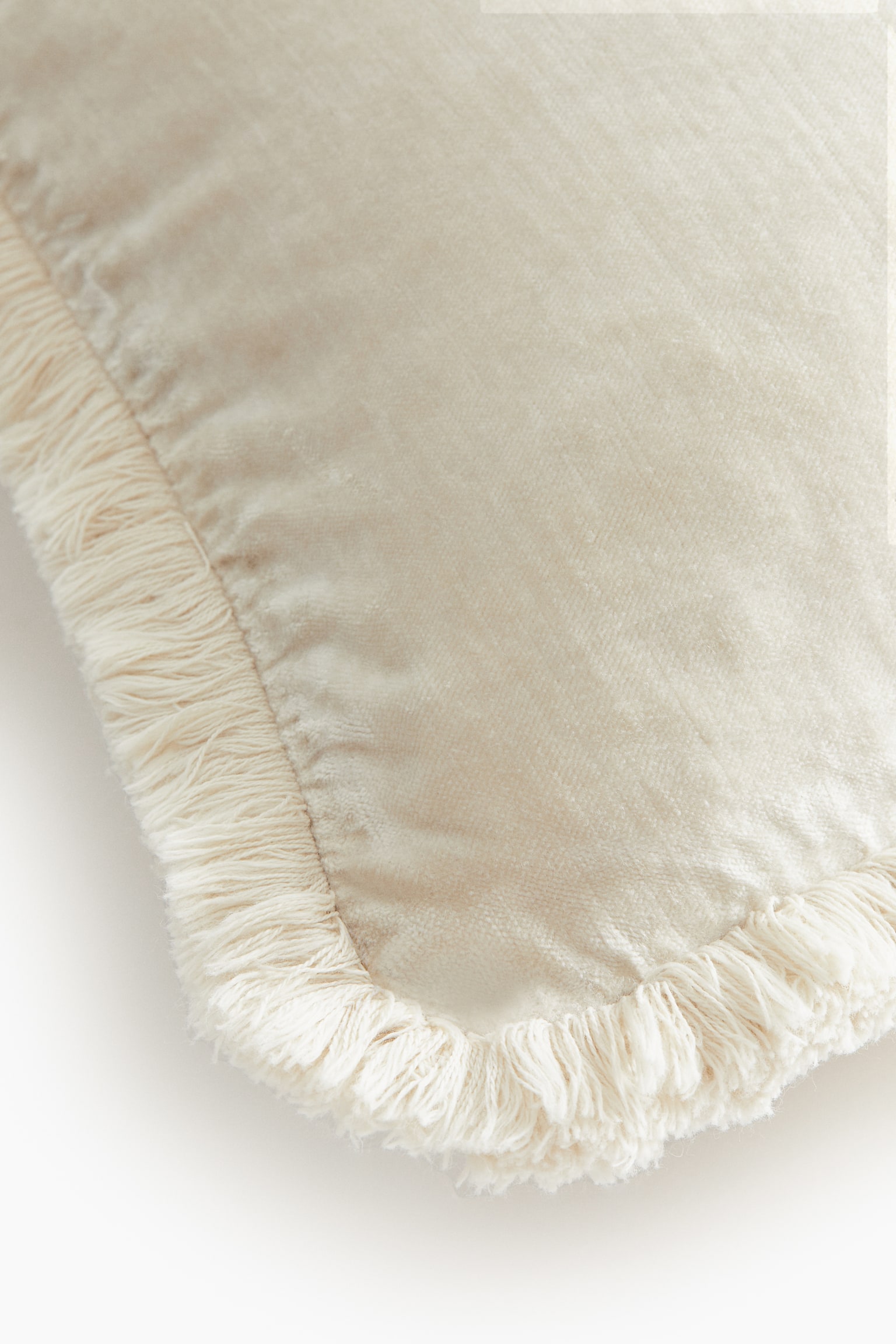 Fringed velvet cushion cover - Light beige/Green - 3