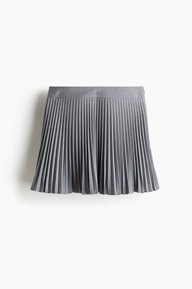 Plissierter Mini-Skort - Grau/Dunkles Khakigrün - 1
