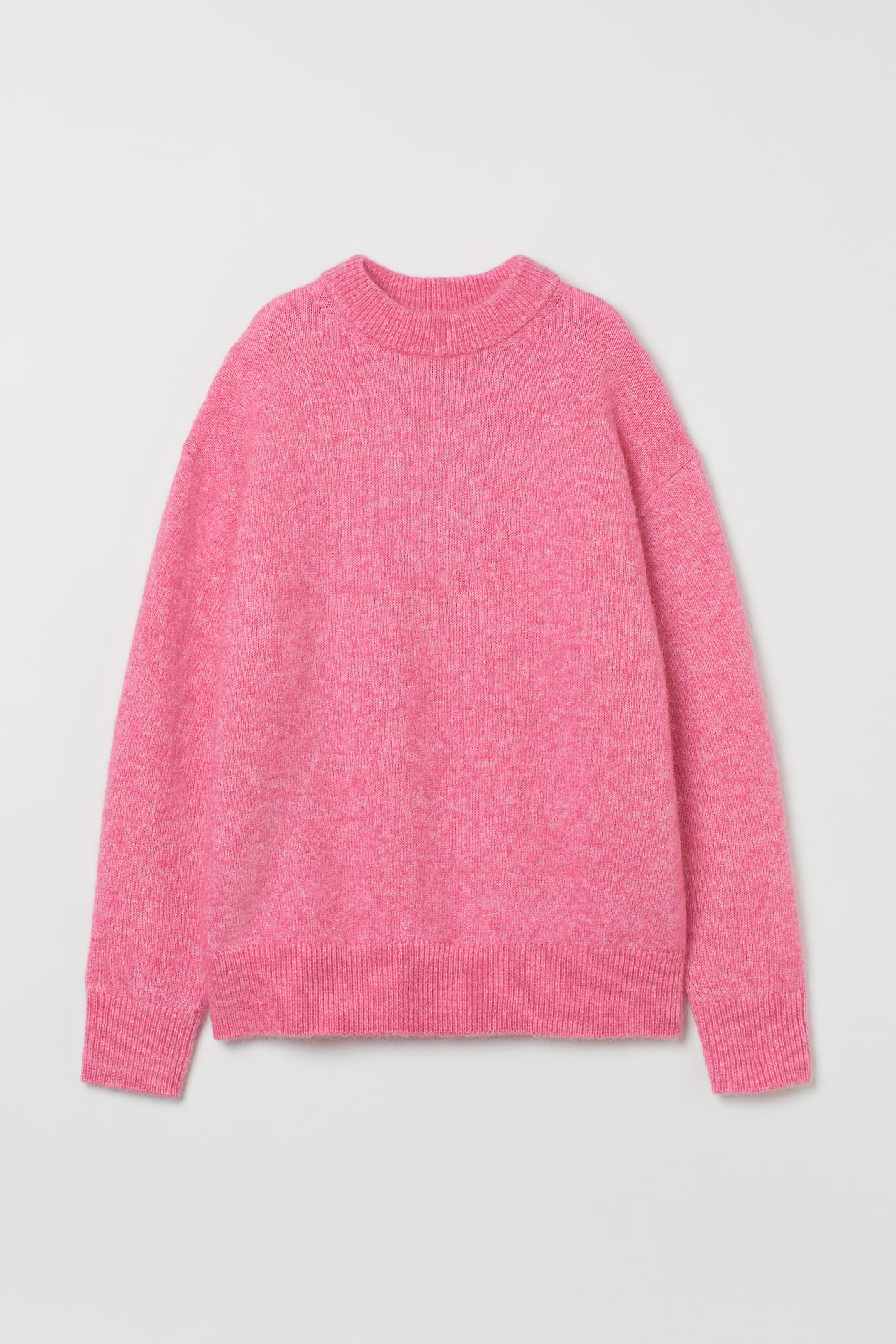 Mohair-blend jumper - Round neck - Long sleeve - Pink marl - Ladies | H ...