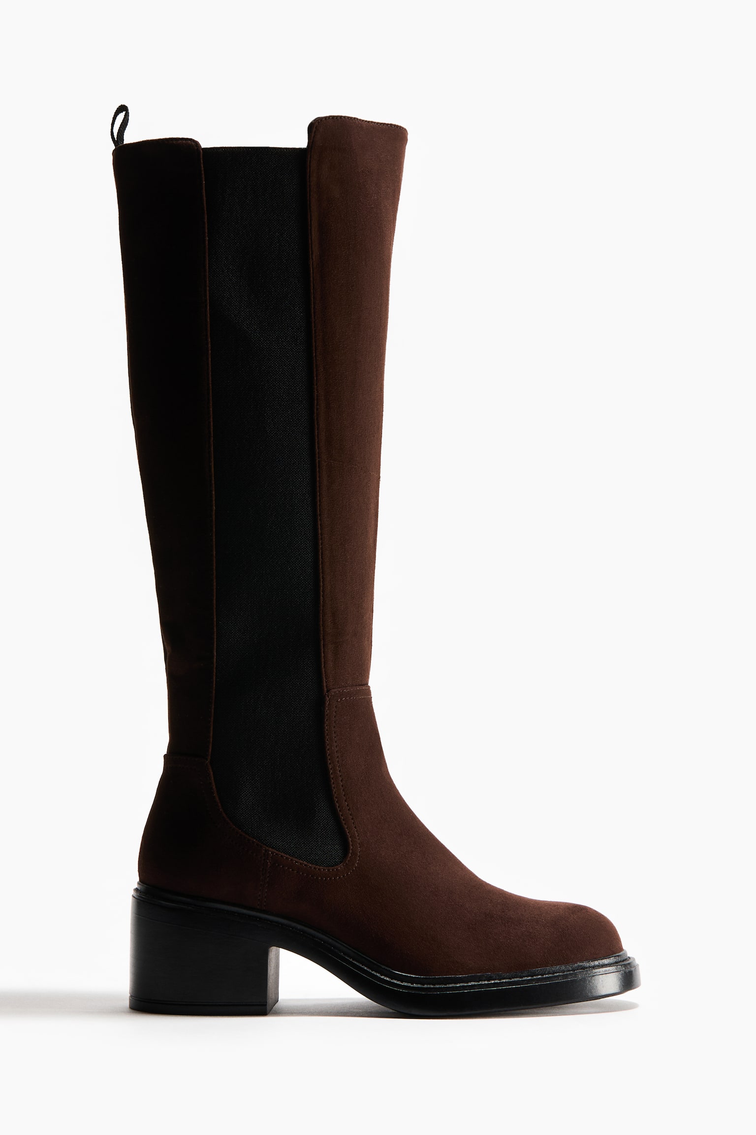 Kniehohe Stiefel - Dunkelbraun/Schwarz