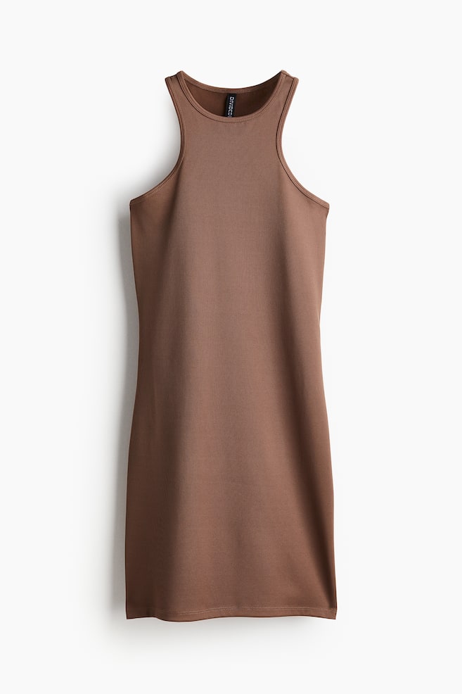 Ribattu bodycon-mekko - Ruskea - 1