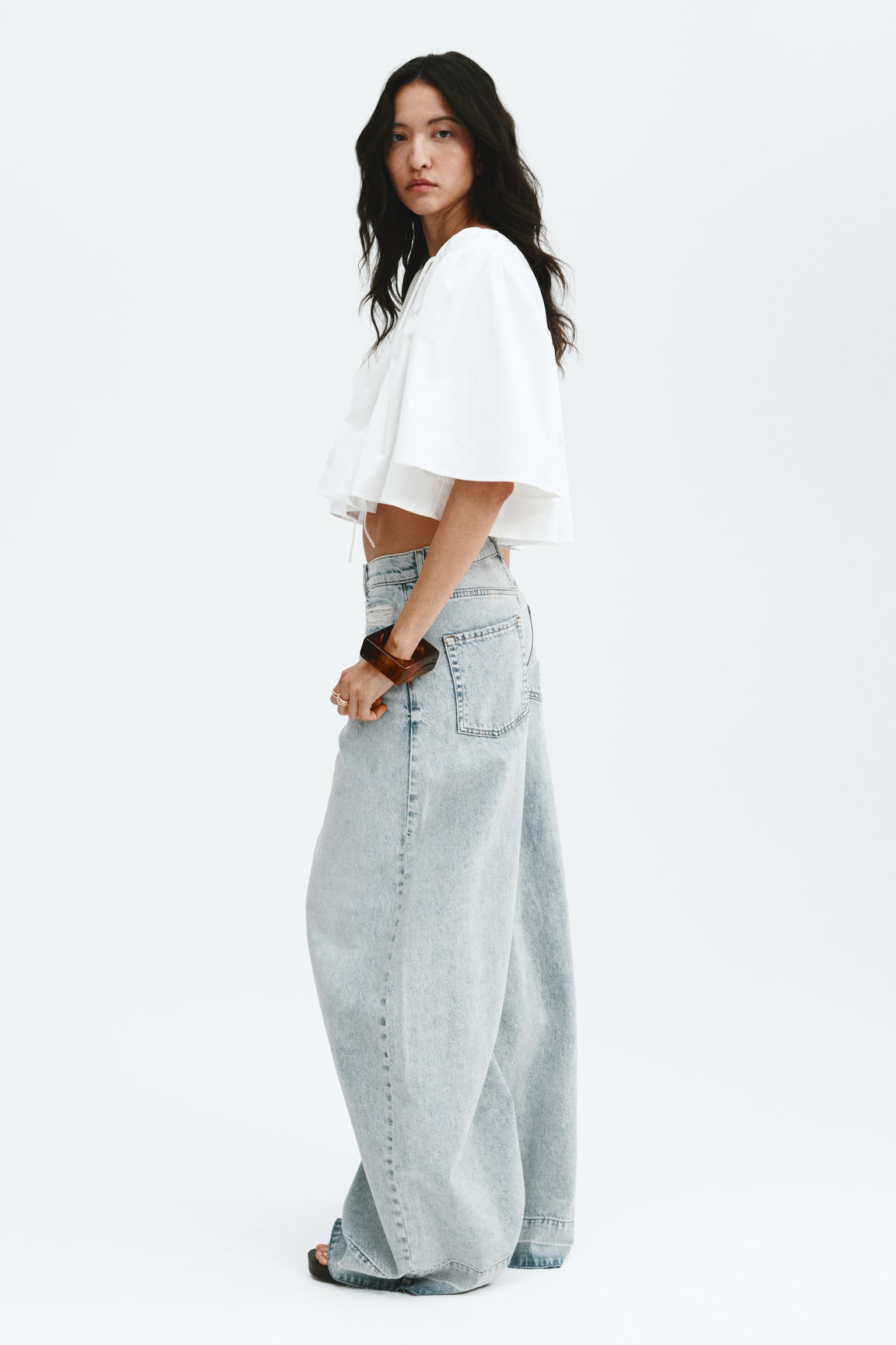 Cropped cotton blouse - White - 7