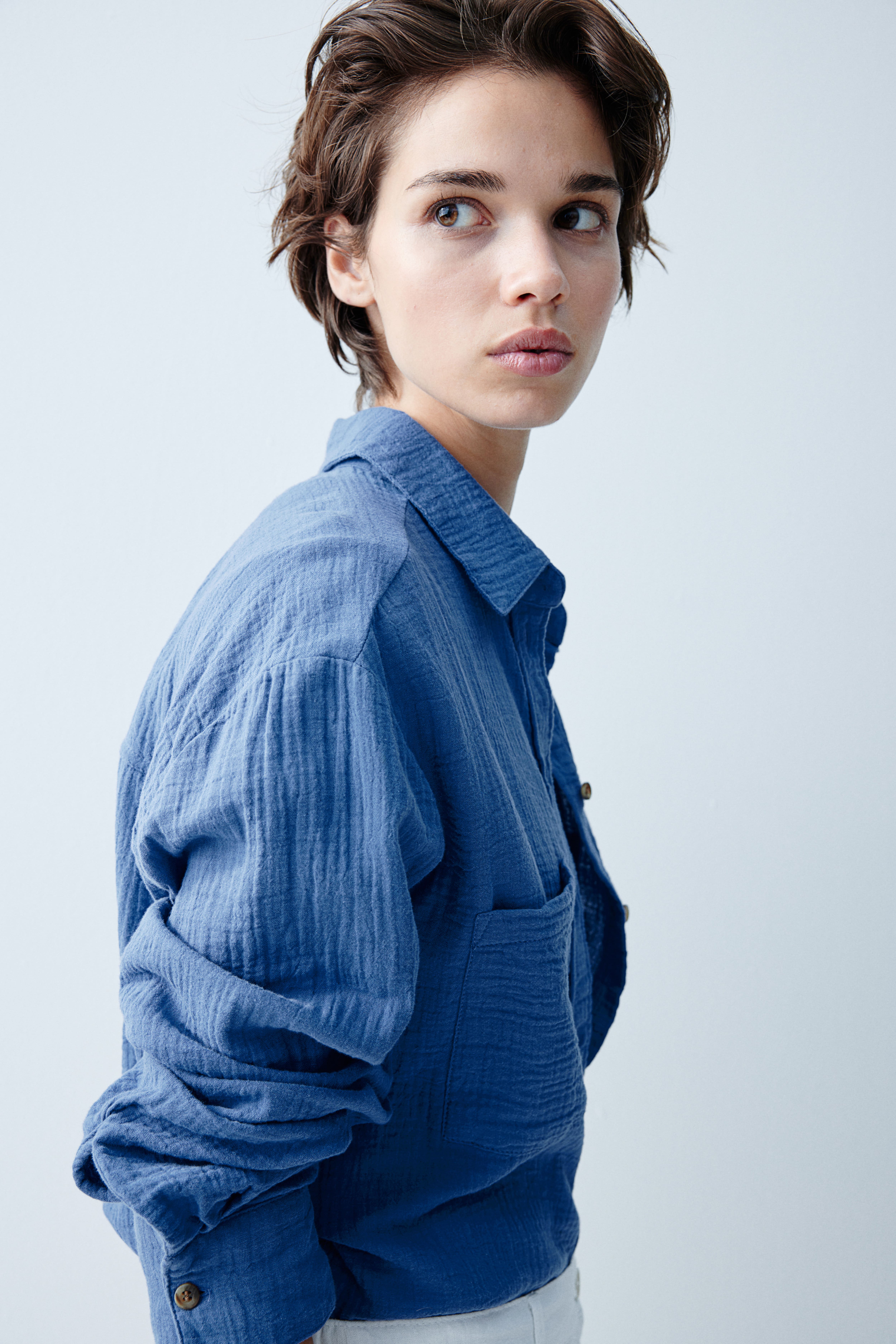 Women's Navy Blue Shirts | Silk, Linen, Plaid & More | H&M US