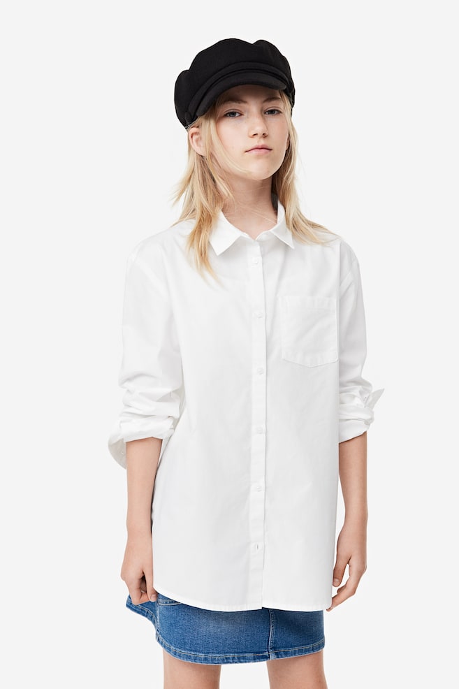 Cotton poplin shirt - White/Blue/Striped - 2