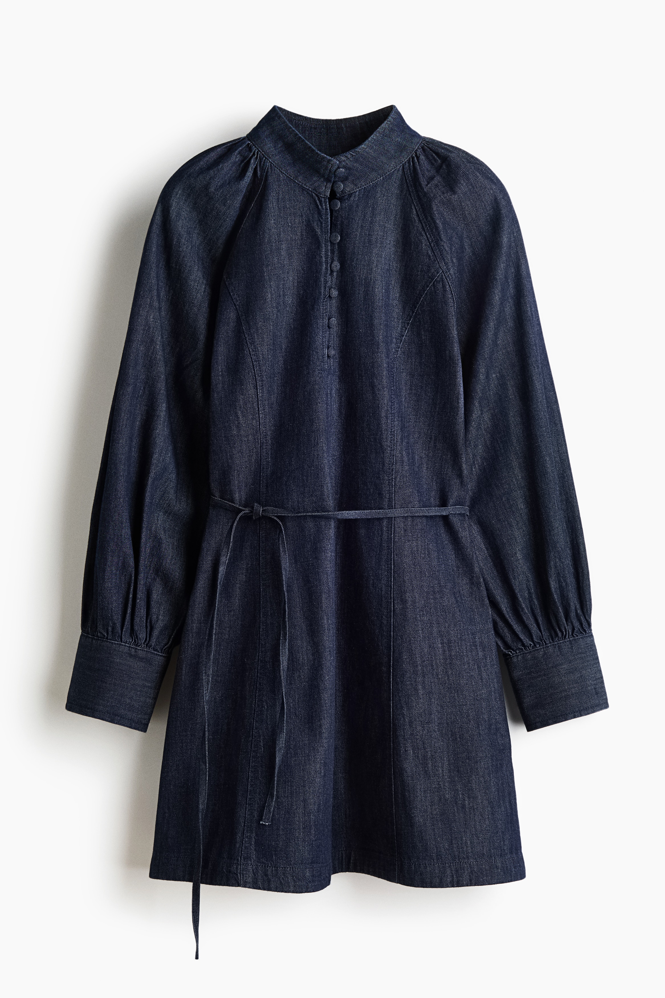 Abito in denim con cintura da annodare - Blu denim scuro