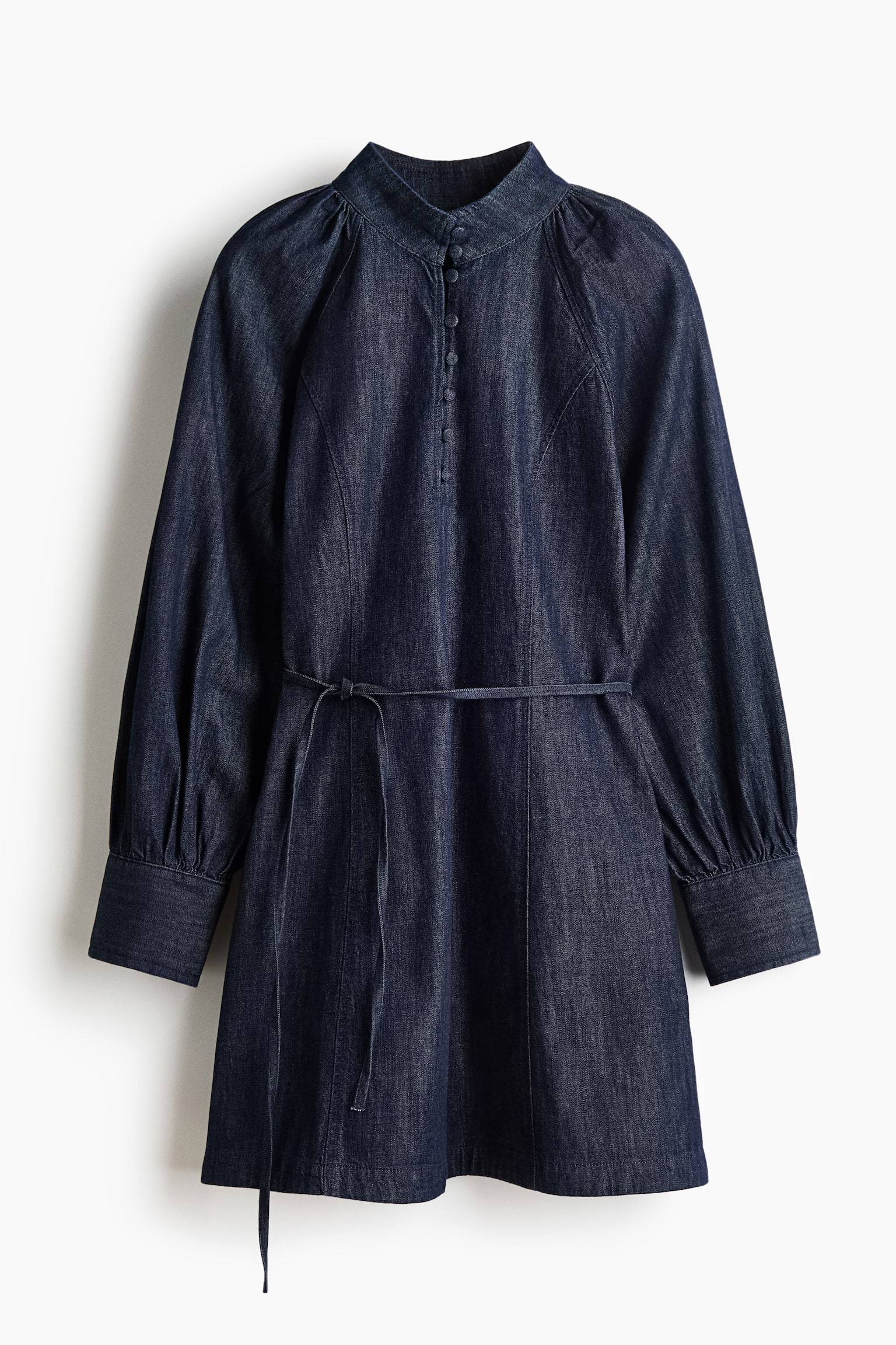 Tie-belt denim dress - Dark denim blue