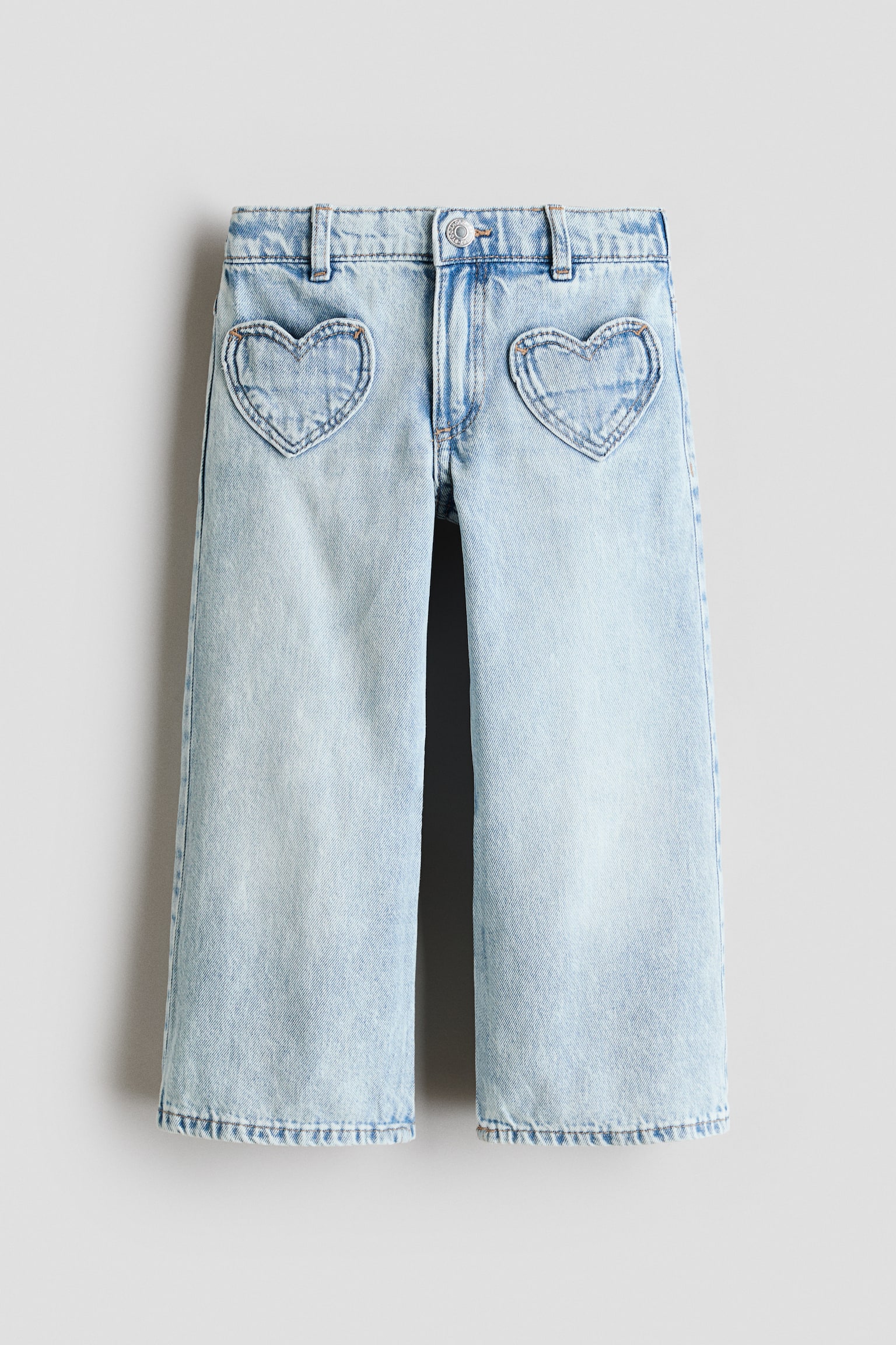 Loose Fit Wide Leg Jeans - Světlý denim blue/Světlý denim blue/puntíky/Denim blue