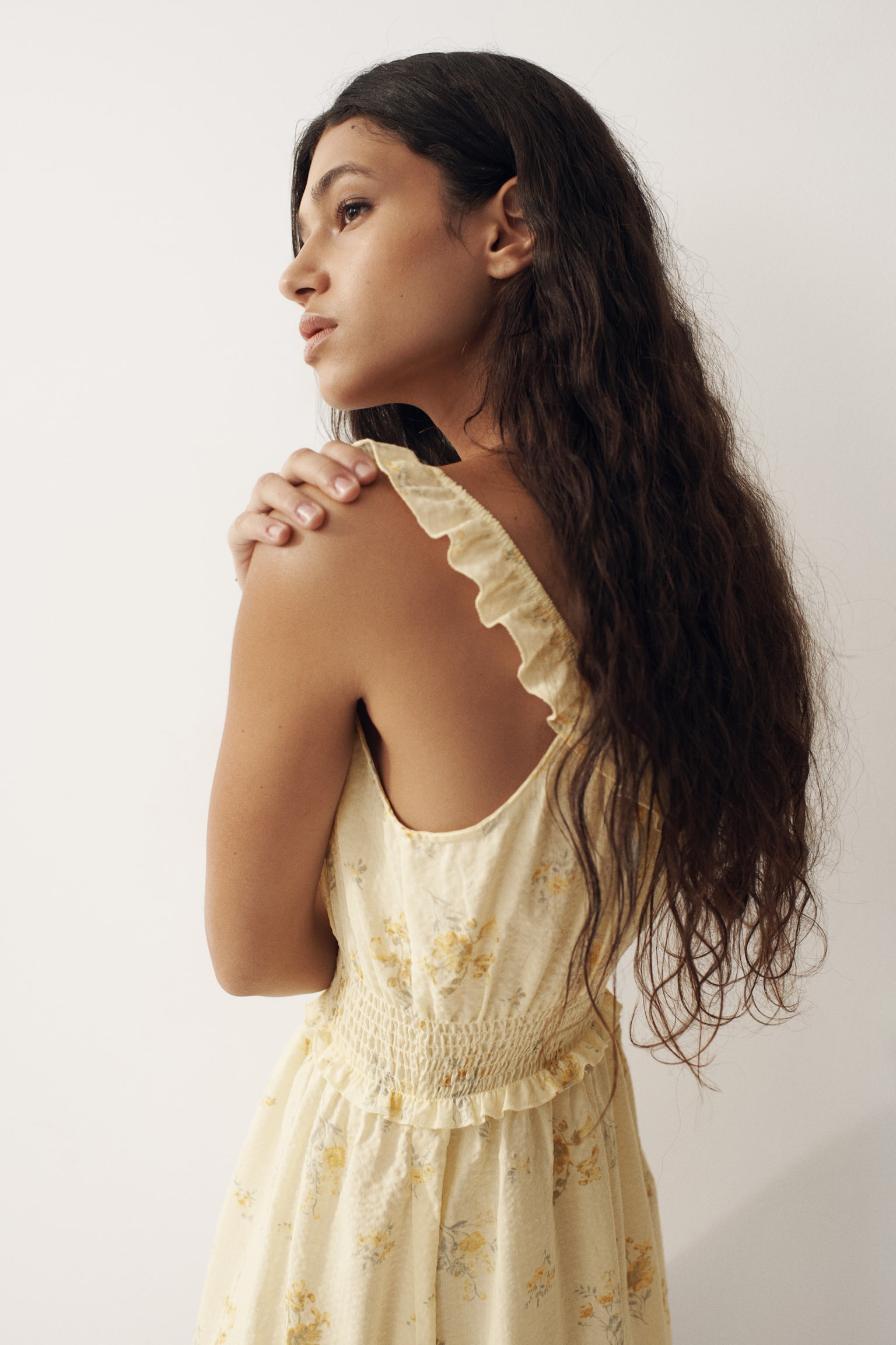 Frill-trimmed dress - Light yellow/Floral/Light blue/Light beige/Floral - 5