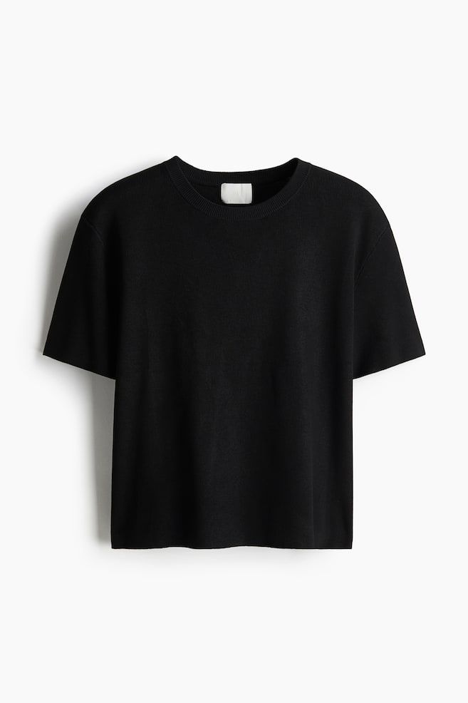 Fine-Knit T-Shirt - Black/White/Red/Cream/black striped - 1