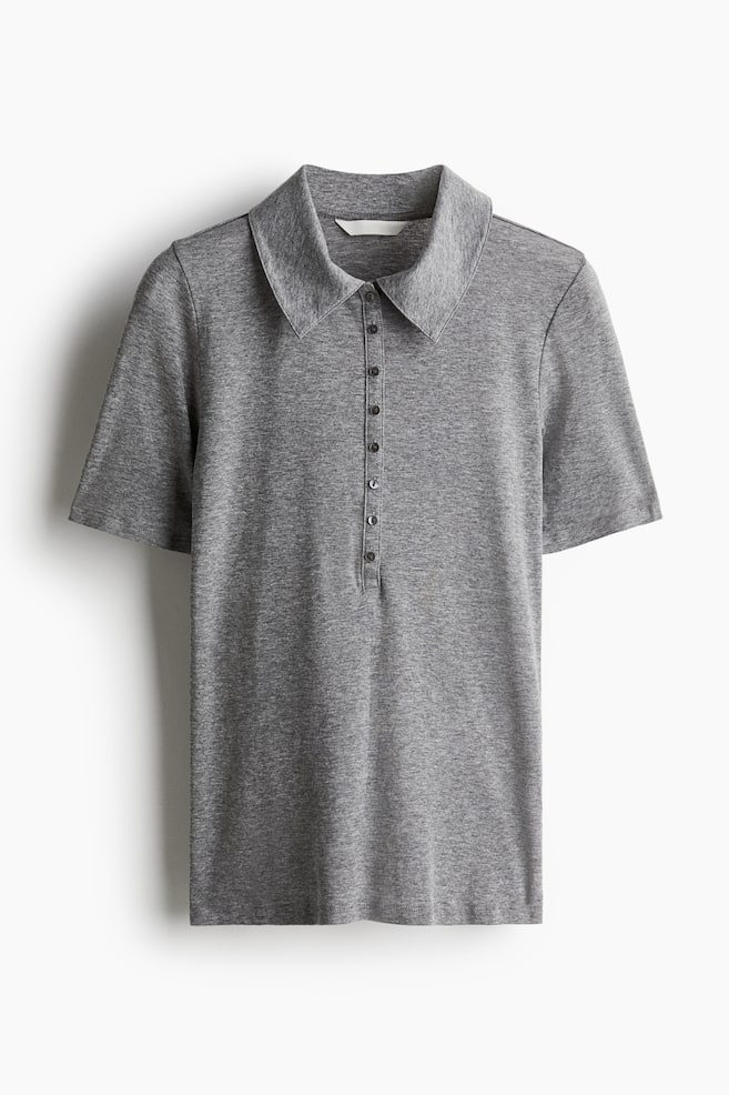 Fitted polo shirt - Grey marl - 1