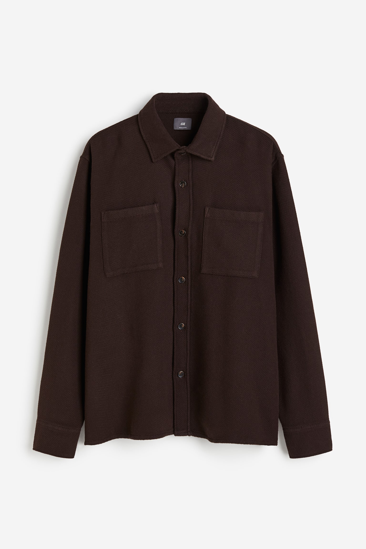 Regular Fit Waffled shirt - Dark brown - 1