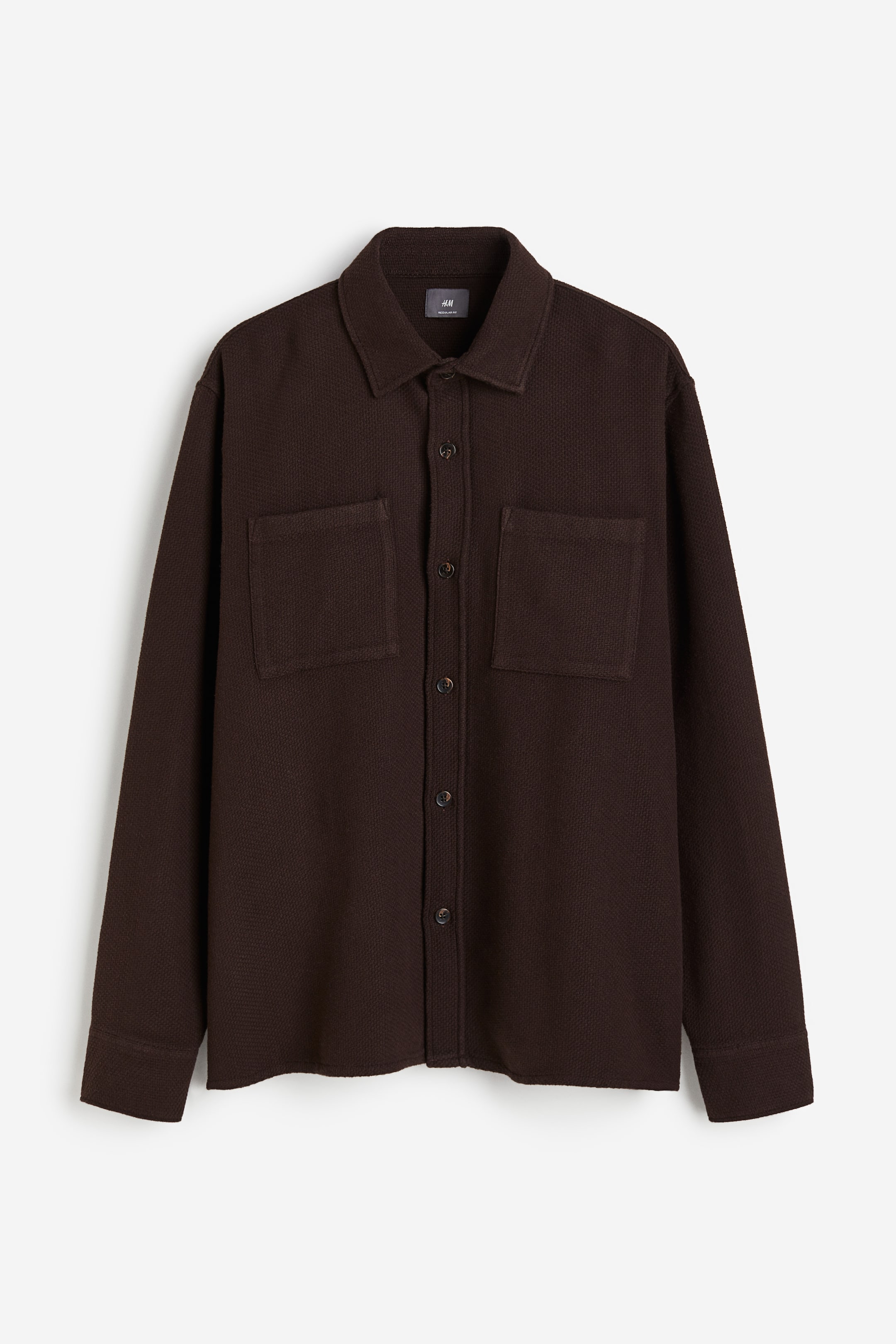 Regular Fit Waffled shirt - Dark brown - Men | H&M GB 5