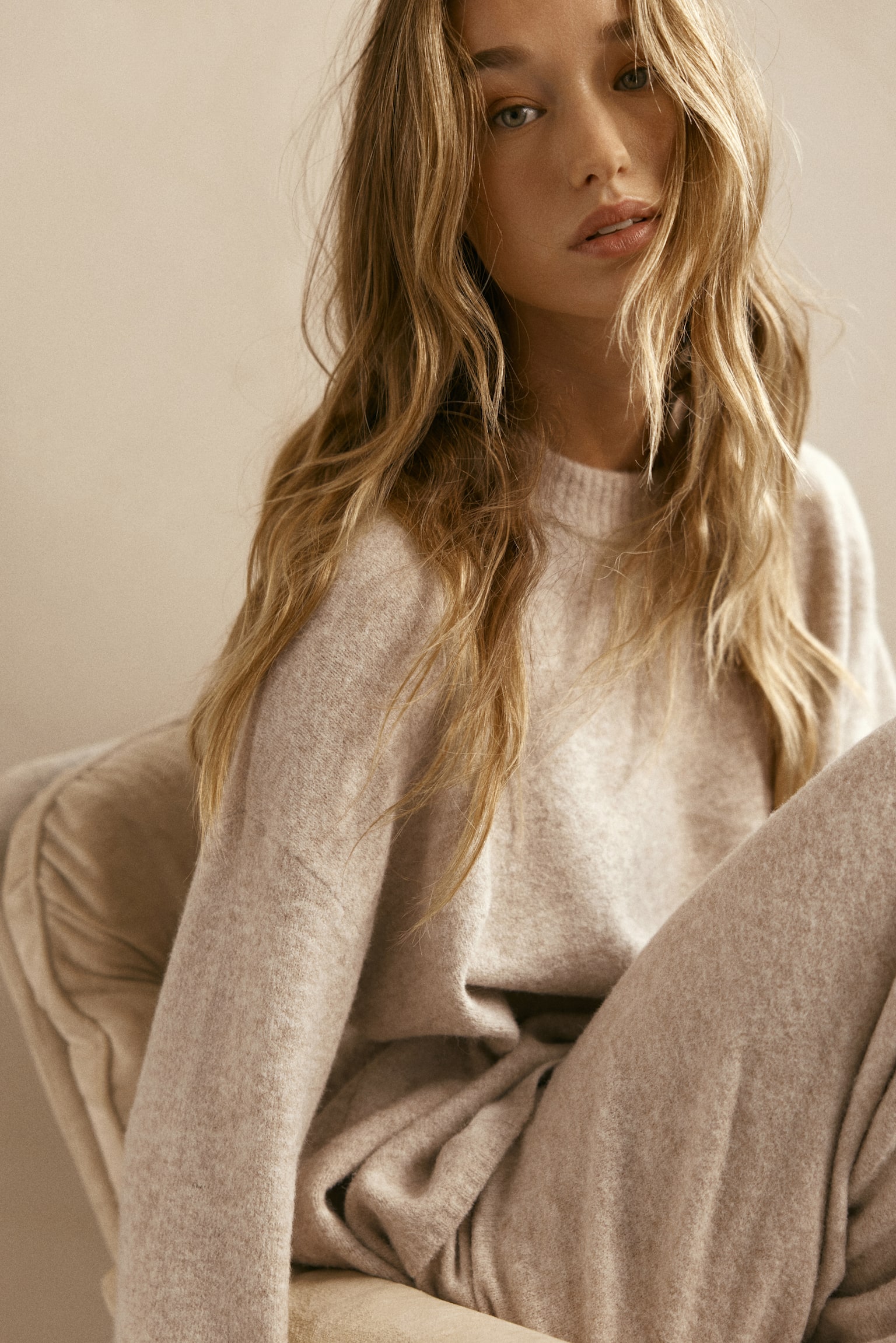 Pull - Beige clair chiné/Gris chiné/Rose poudré/Beige chiné/Gris clair chiné/Beige clair/Marron foncé/Bordeaux - 5