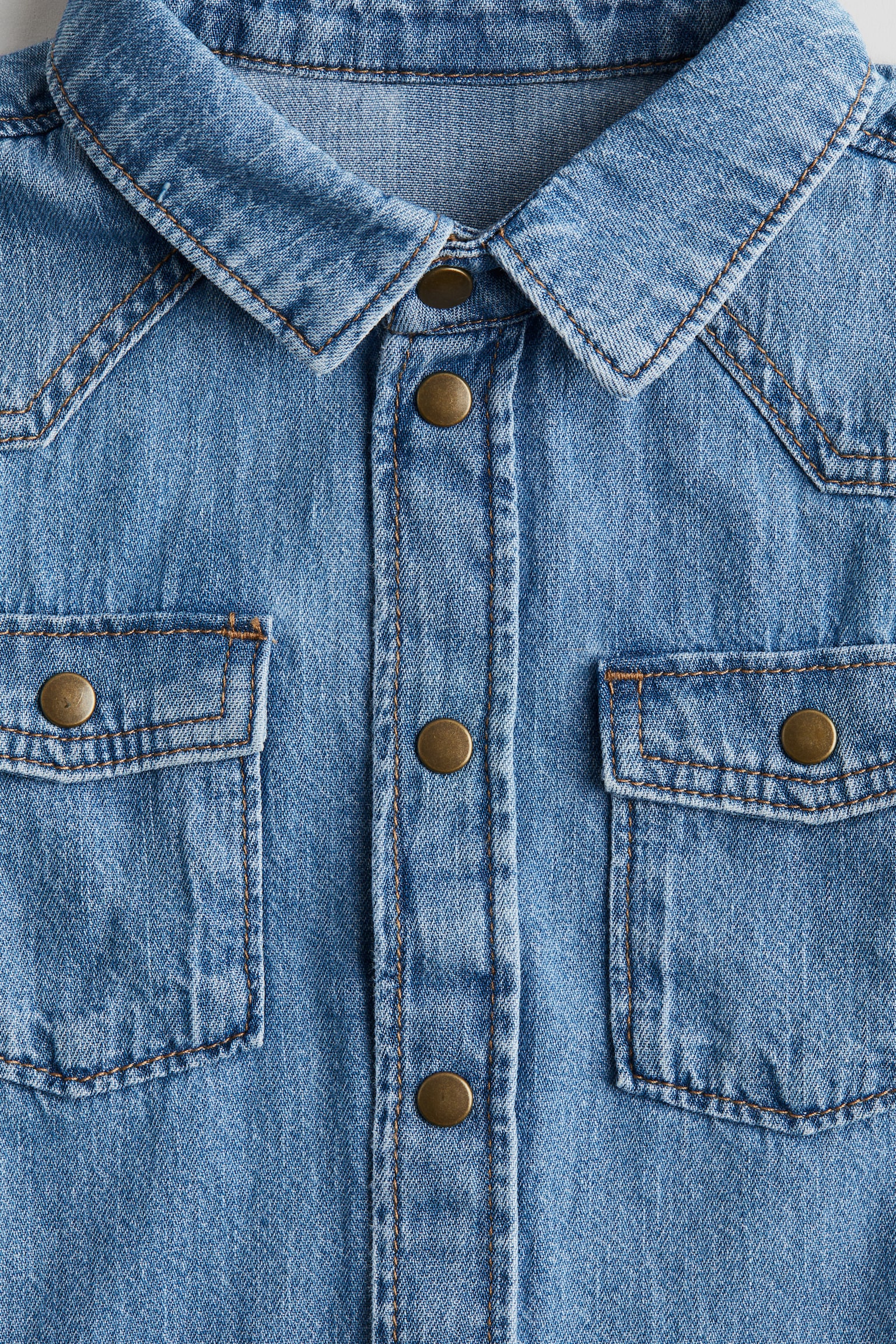 Детская рубашка H&M Cotton Denim Shirt, цвет: Джинсовый синий — фото 2