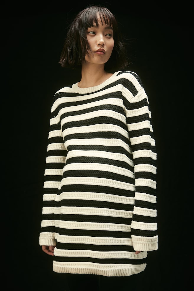 MAMA Textured-knit jumper - Cream/Black striped - 3