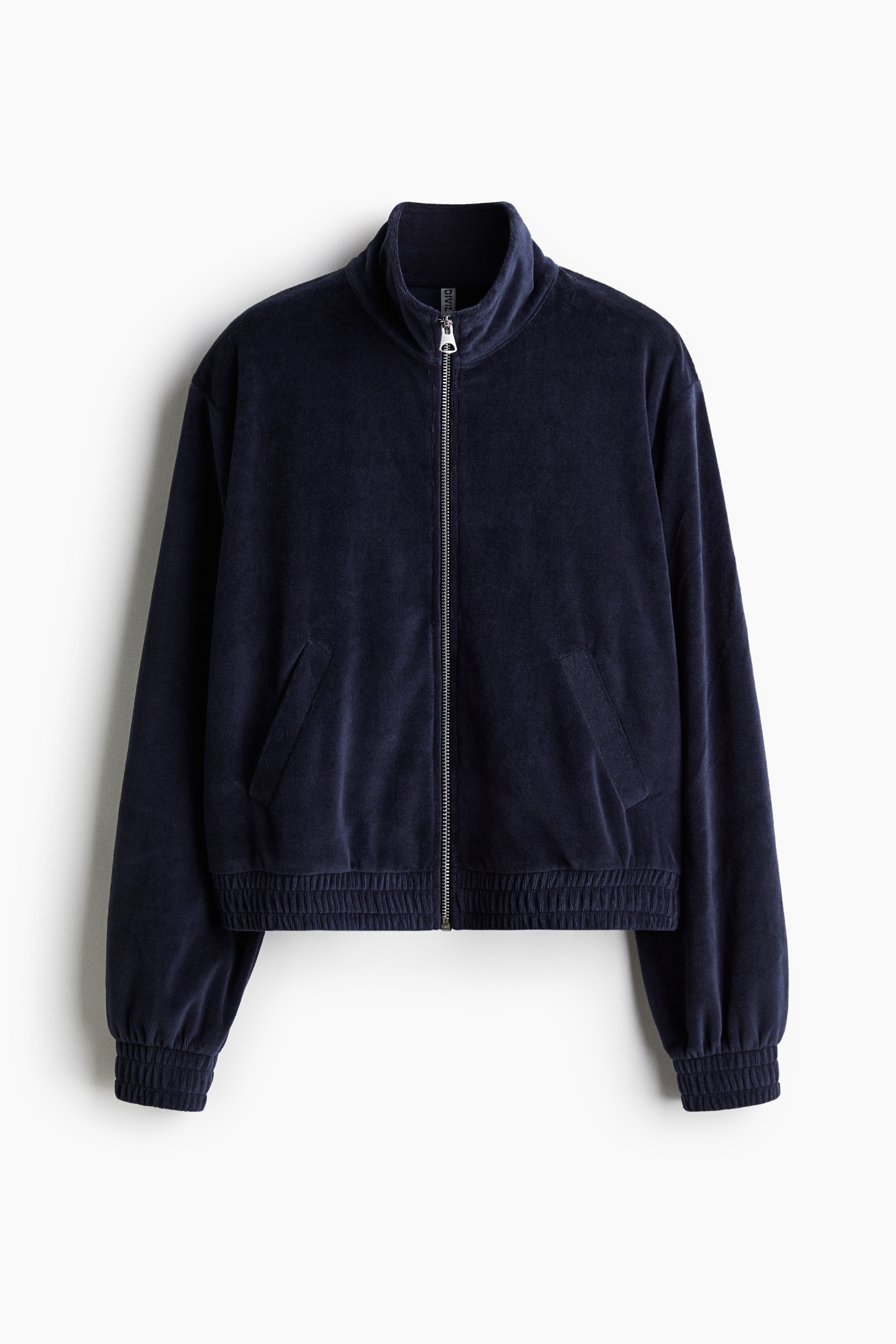 Velour Jacket with Zipper - Navy blue/Light blue/Light gray melange/Dark brown