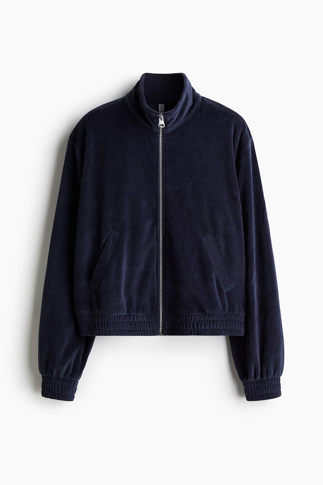 Velour Jacket with Zipper - Navy blue/Light blue/Light gray melange/Dark brown - 1