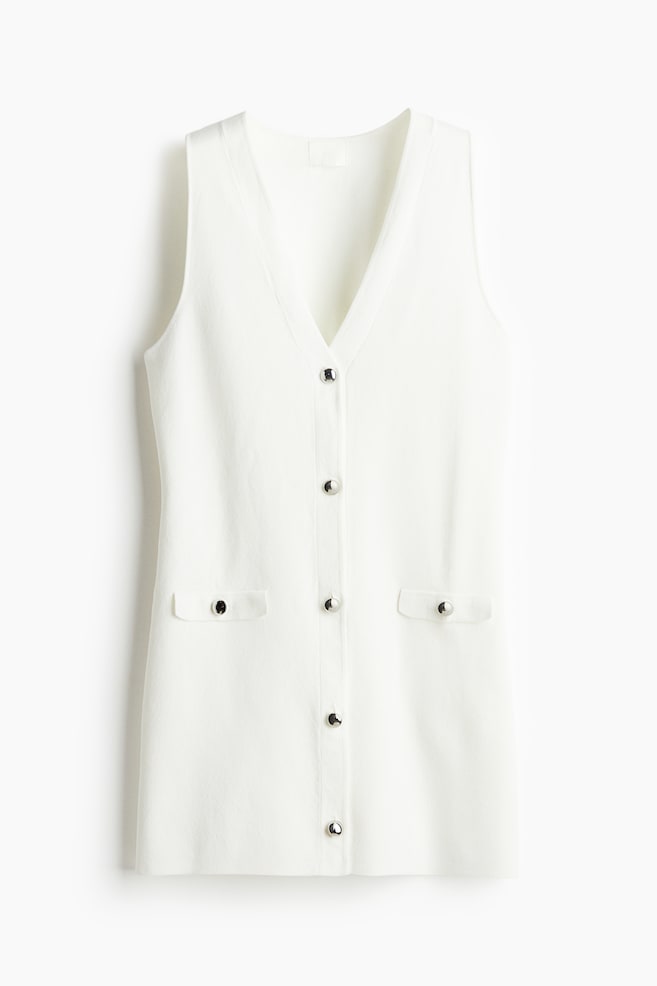Robe à encolure en V - Blanc/Bordeaux/Jaune pâle - 1
