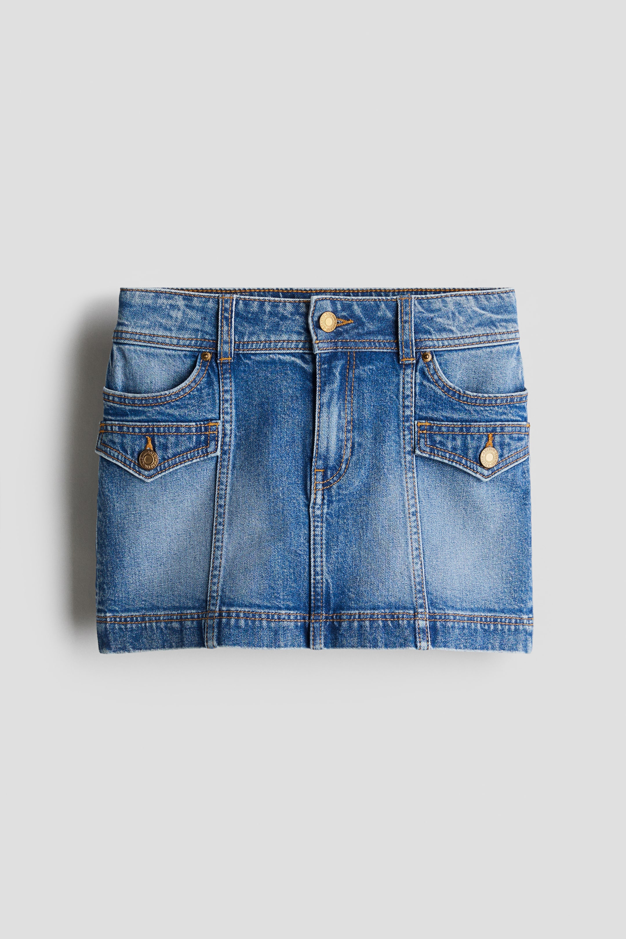 Flap-Pocket Denim Skirt