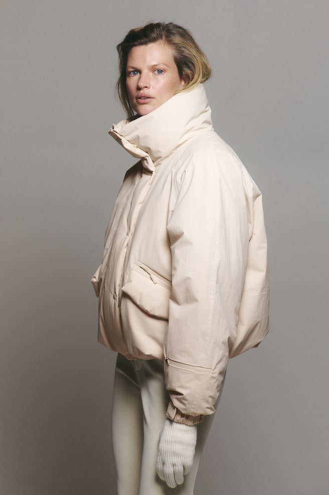 Oversized Puffer ski jacket with StormMove™ - Alpine white/Espresso brown - 1