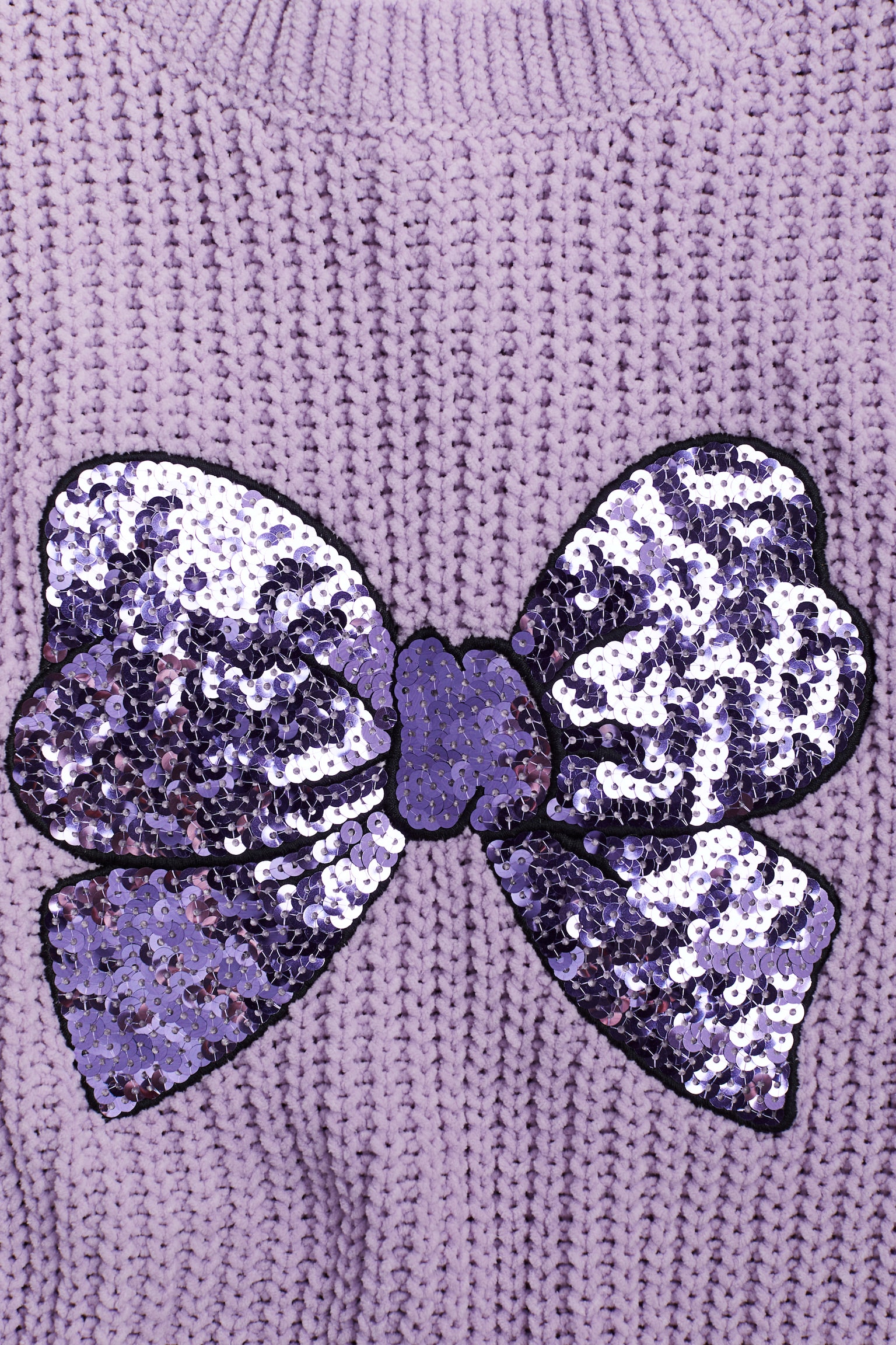 Knitted chenille jumper - Light purple/Bow/Navy blue/Teddy bear - 2