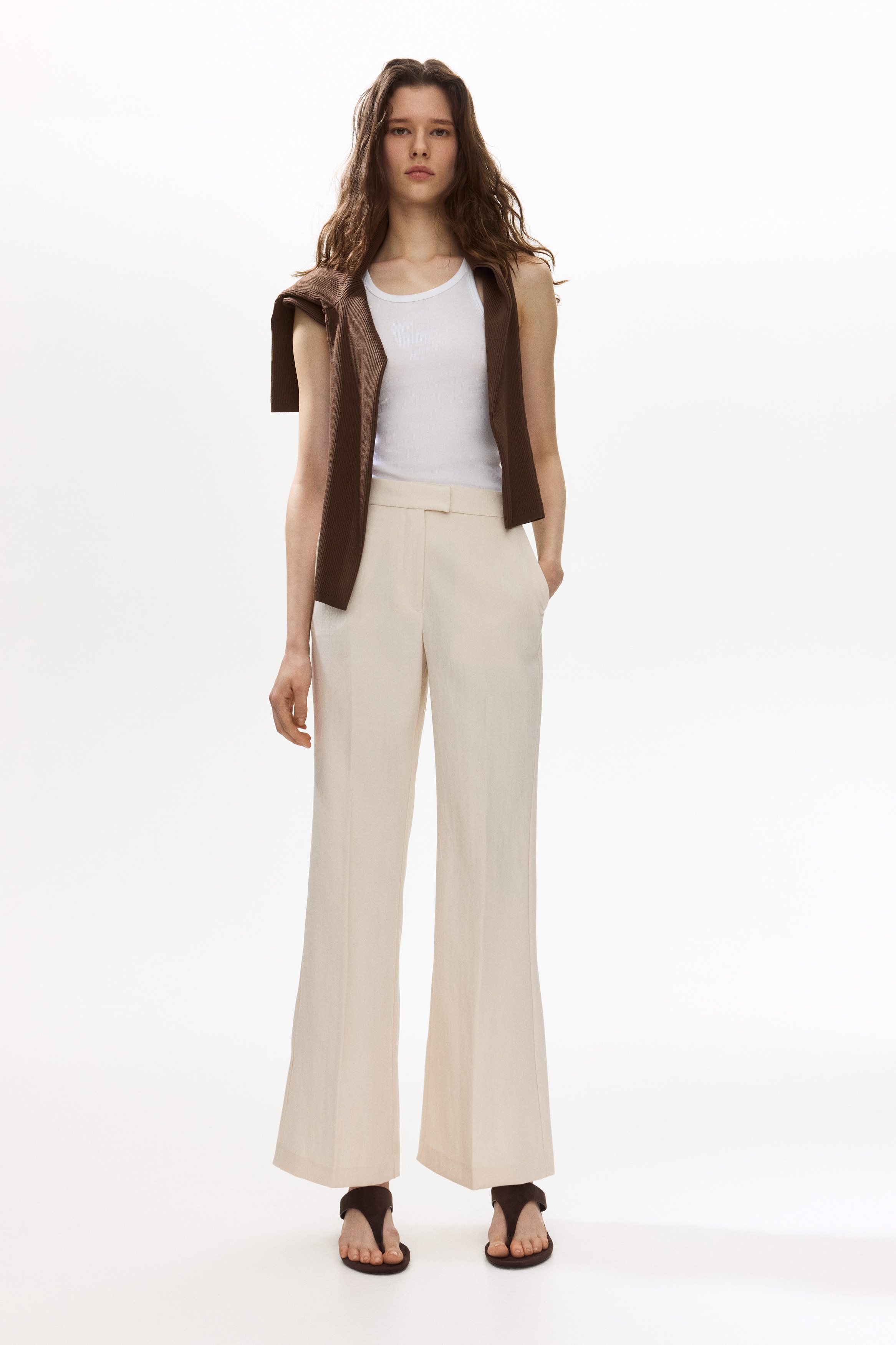 Zvonaste pantalone elegantnog kroja - Svetlobež/Tamnosmeđa/Crna/Kaki zelena