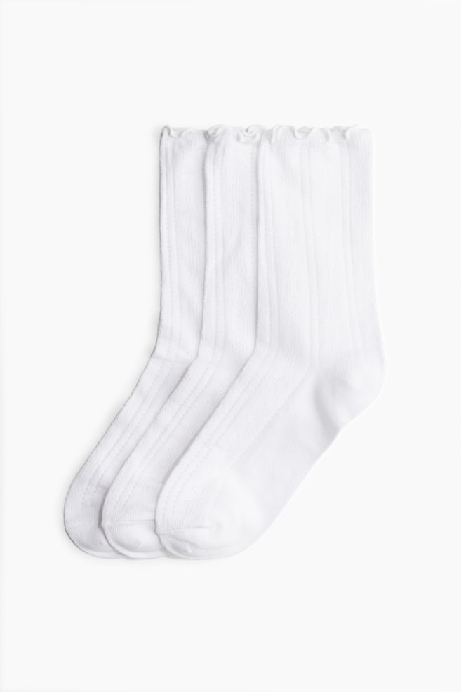 3er-Pack Pointellestrick-Socken - Weiss/Hellrosa/Weiss/Altrosa - 1