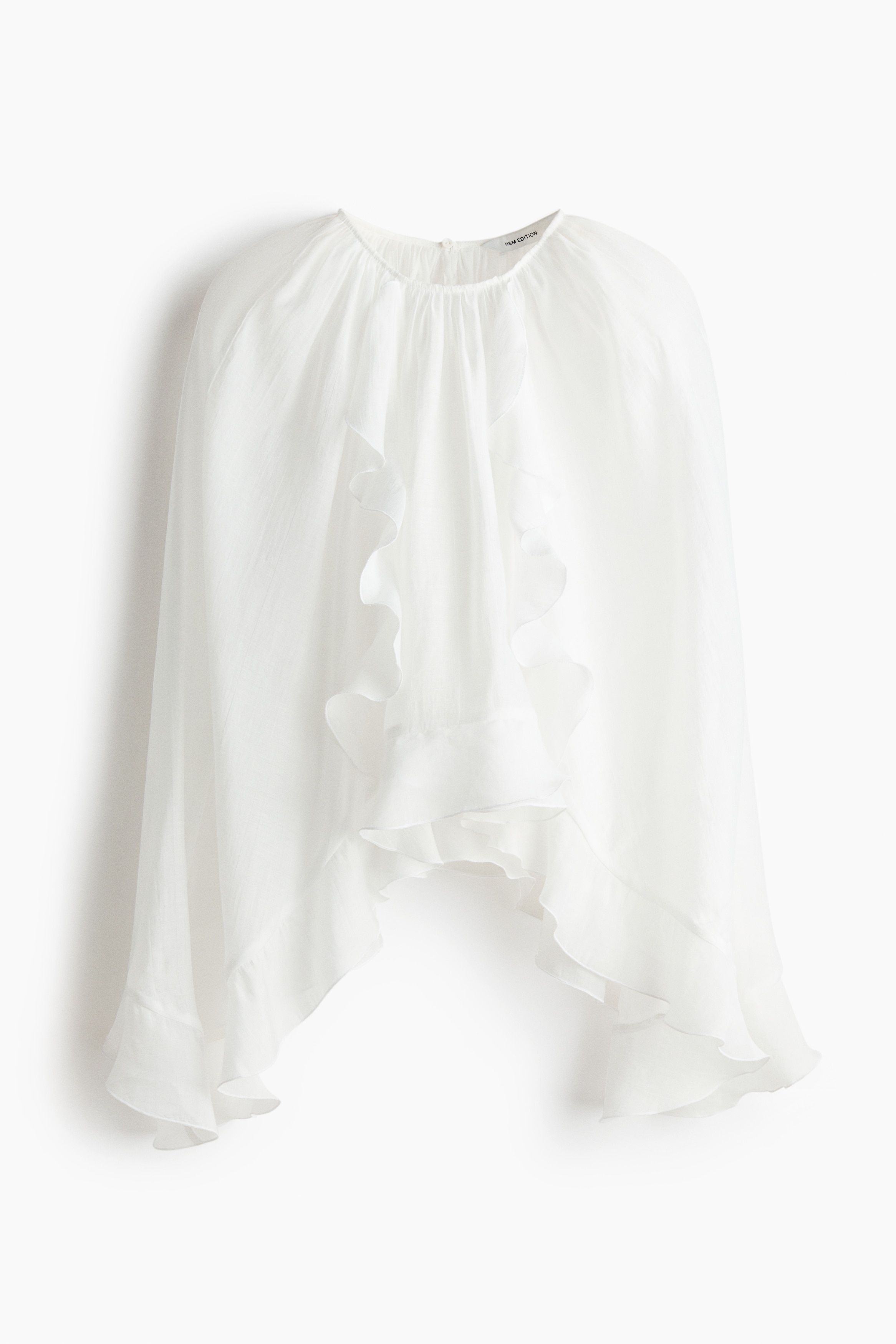 Blouse cape à volant - Blanc
