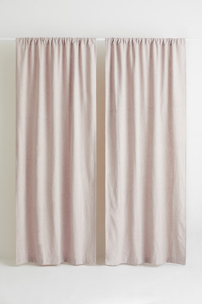 2-pack curtain lengths - Powder pink/Light greige/Natural white - 6
