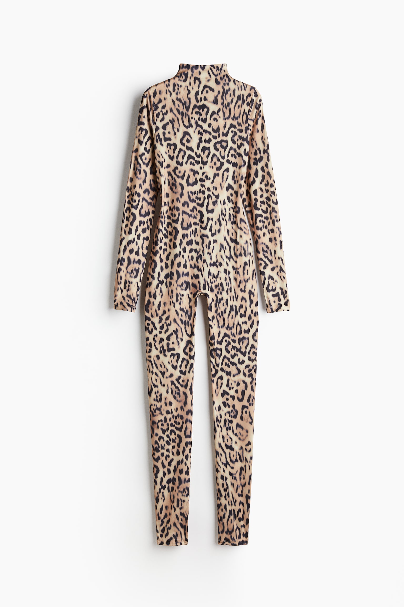 Long-sleeved unitard - Beige/Leopard print/Black - 2