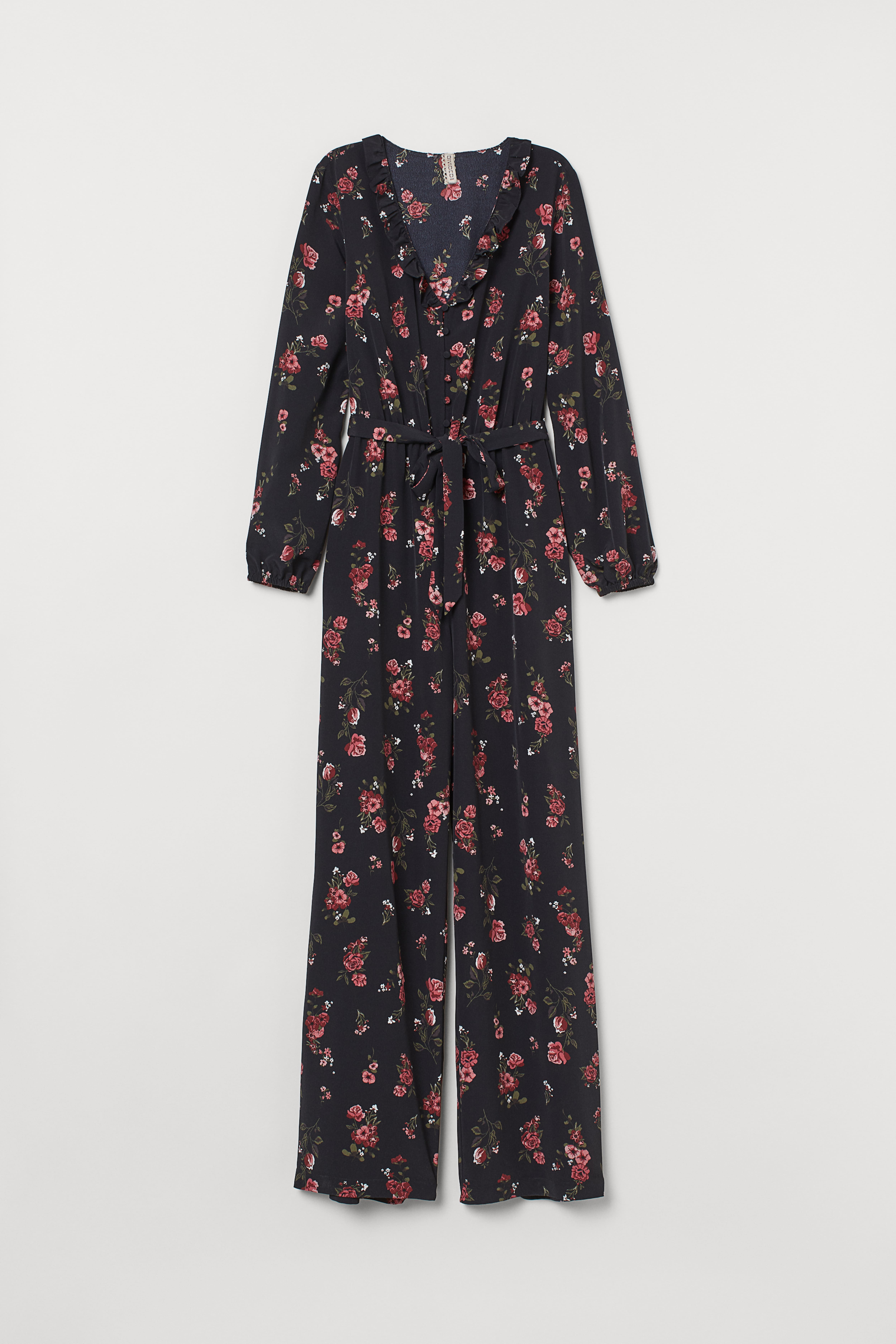 Jumpsuit with a tie belt Black Floral Ladies H M GB