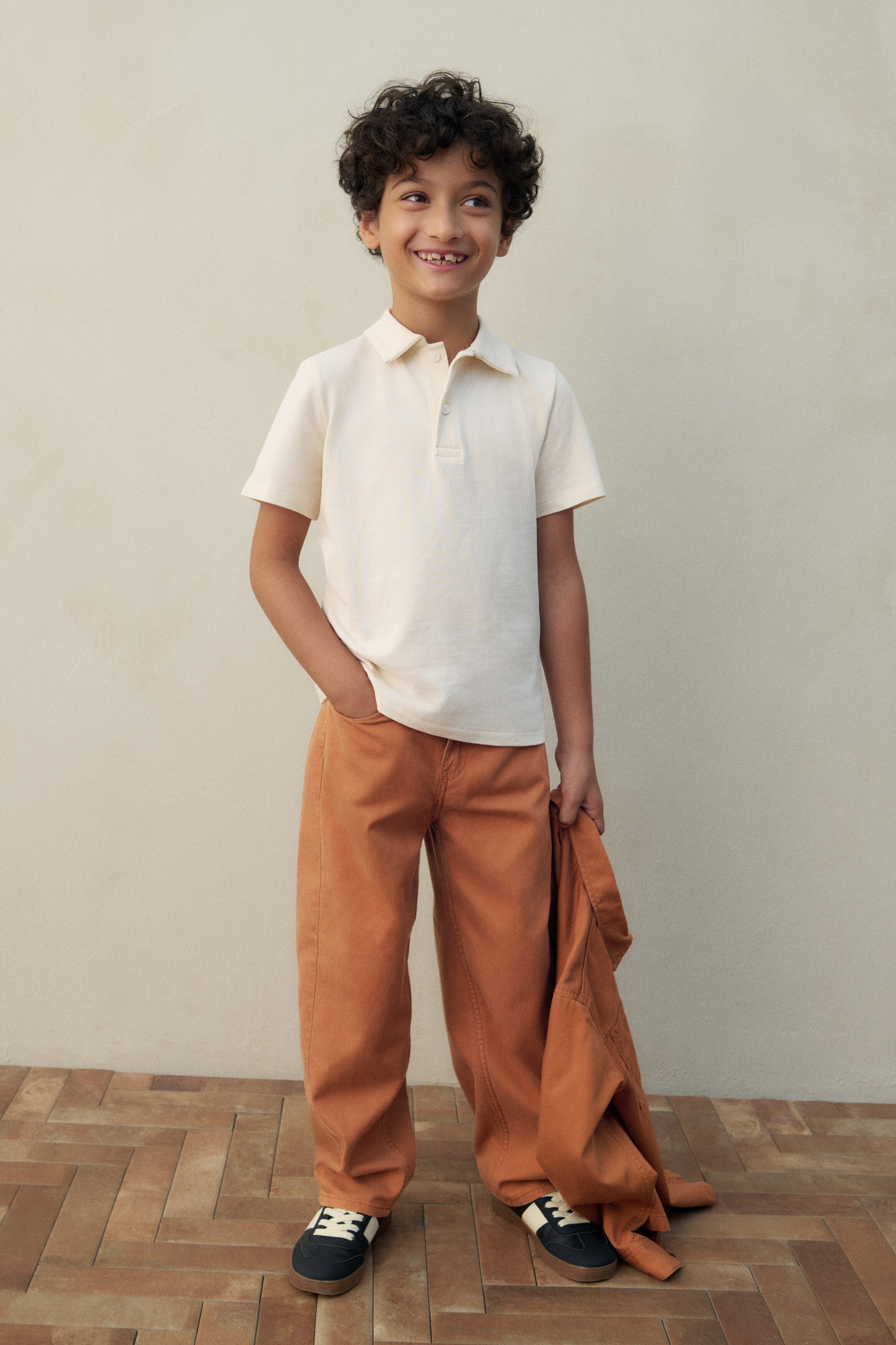 Barrel-leg twill trousers - Orange
