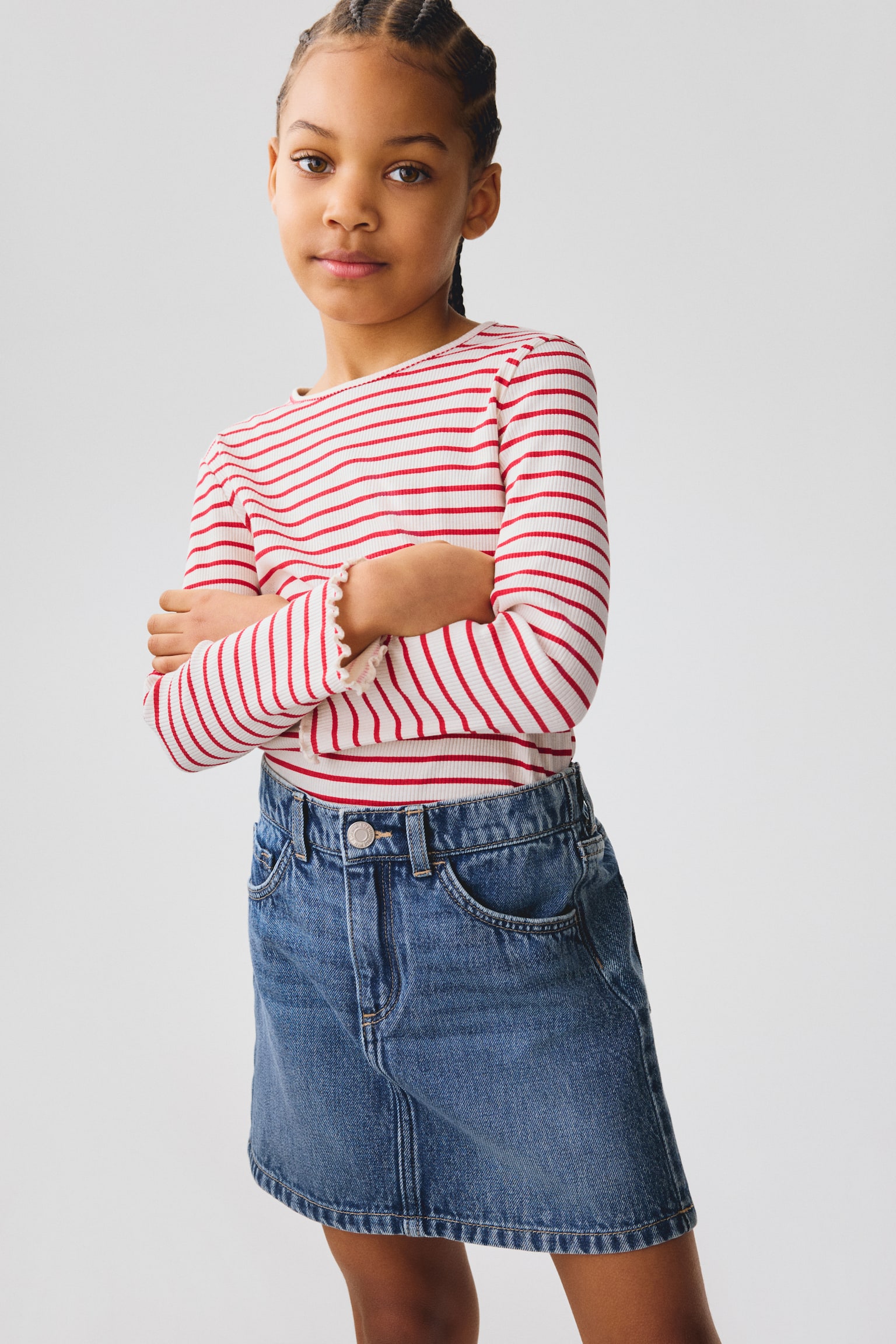 חצאית ג'ינס - כחול ג'ינס/ורוד בהיר/כחול ג'ינס בהיר - 5